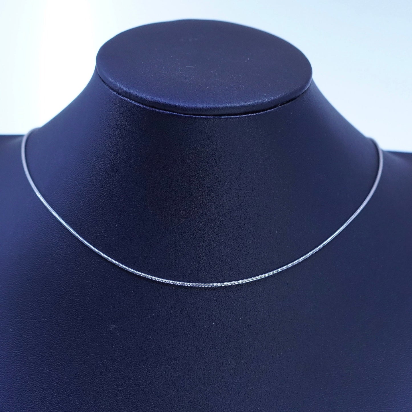 16+2” 1mm, vintage Sterling 925 silver snake chain necklace