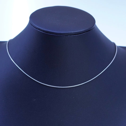 16+2” 1mm, vintage Sterling 925 silver snake chain necklace