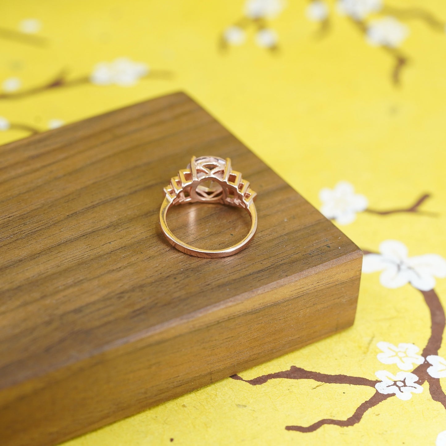 Size 7.75, vintage rose gold filled Sterling silver 925 ring with cz