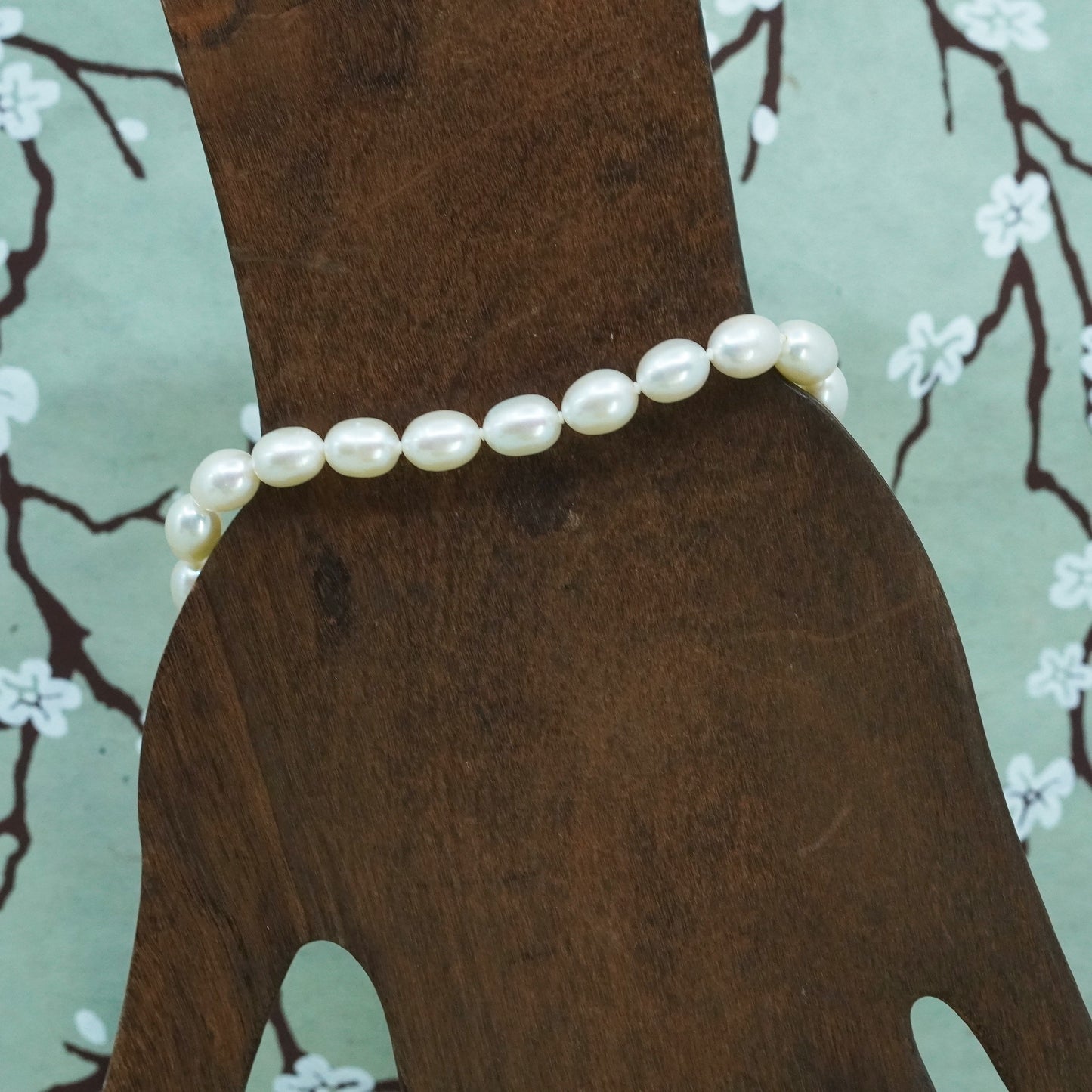 7.5”, sterling silver bracelet, pearl beads with 925 heart charm “I am loved