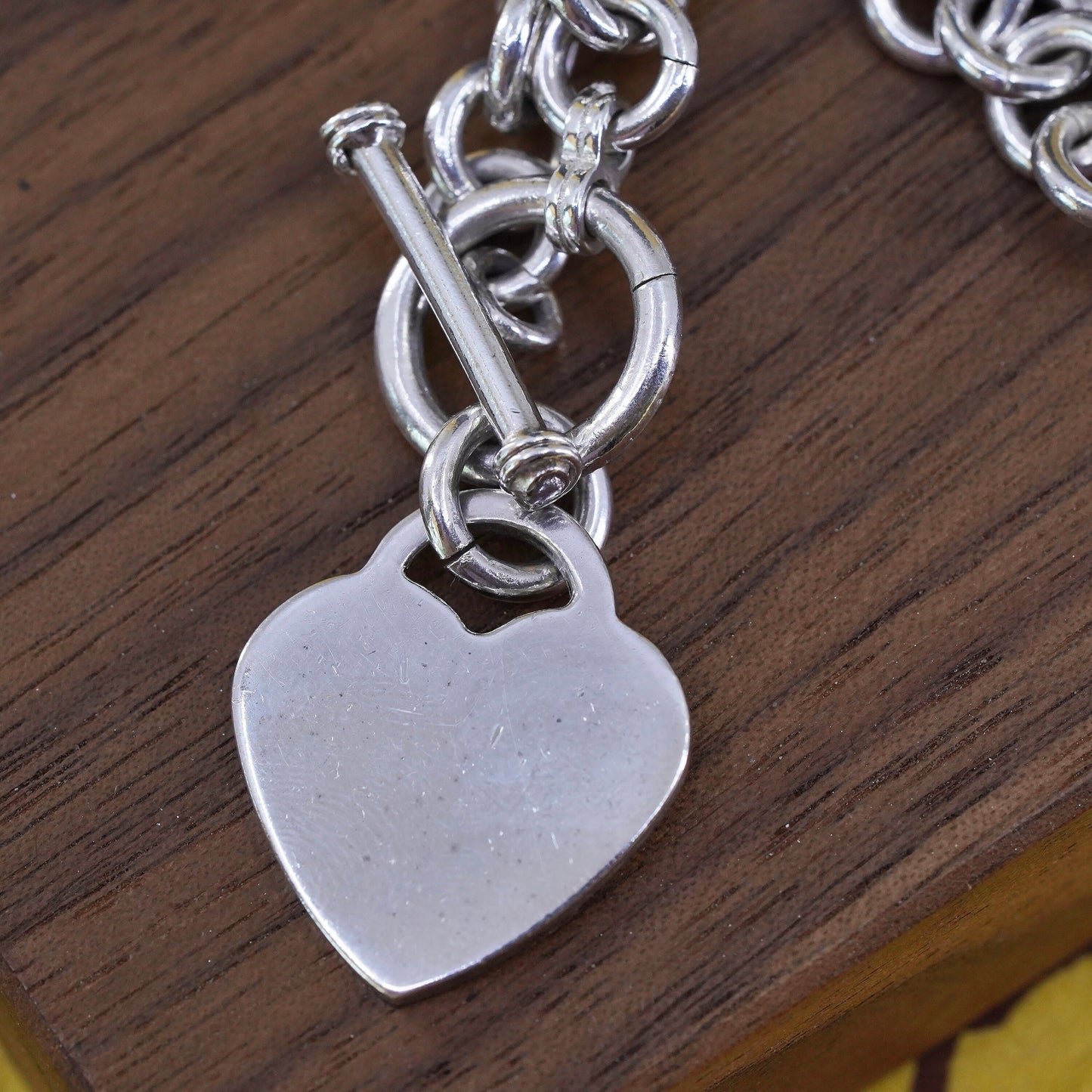 18" sterling silver necklace, 925 large bold circle chain with heart charm