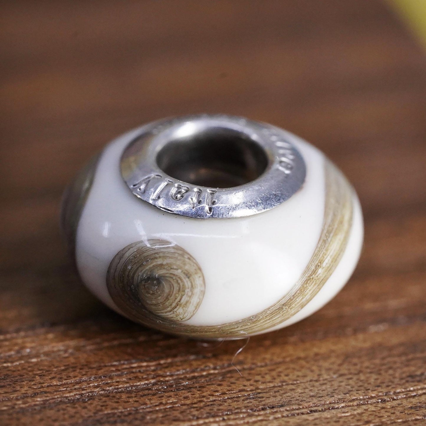 Vintage Italian Murano glass bead Sterling 925 silver charm