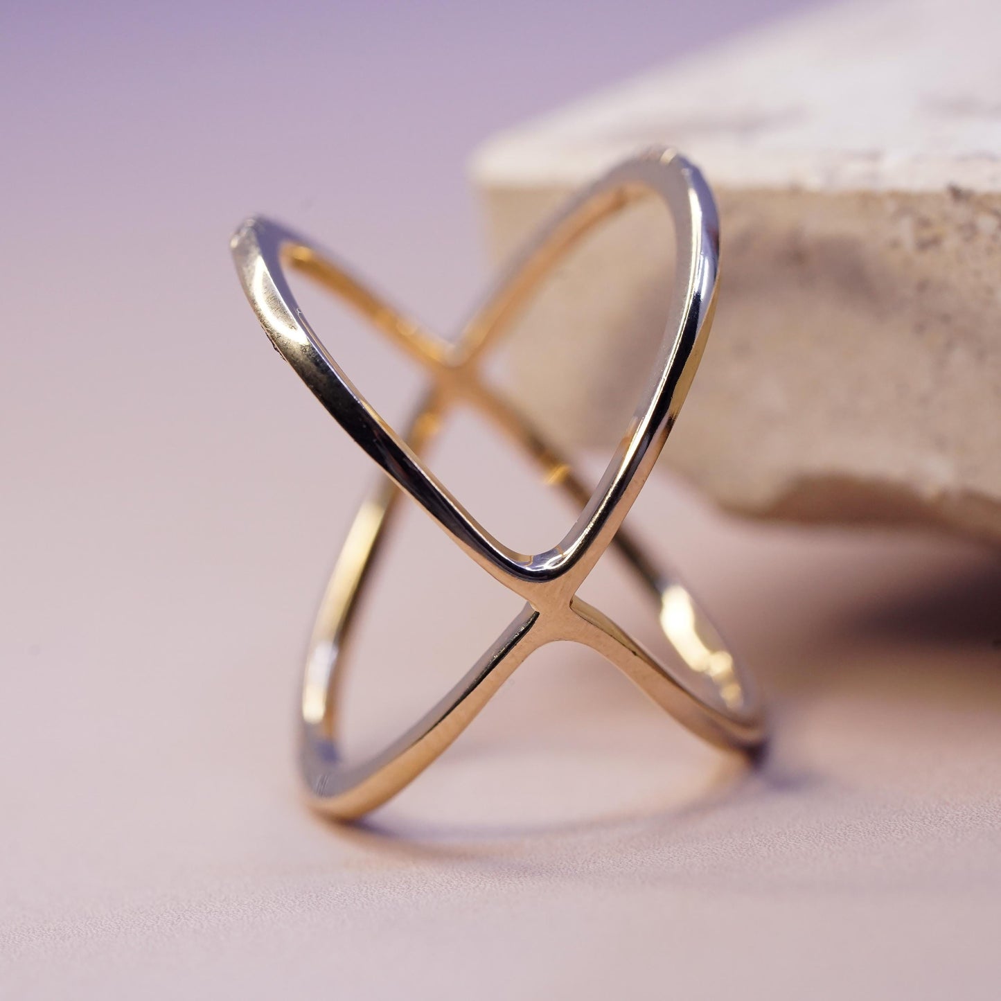Size 10.5, yellow gold plated sterling 925 silver ring cluster Cz, cross band