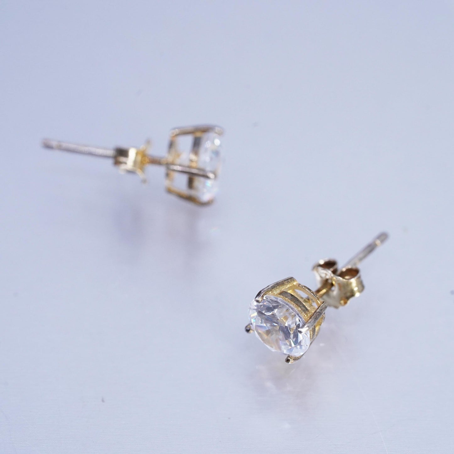 6mm Vintage rose gold Sterling 925 silver earrings, studs with round Cz
