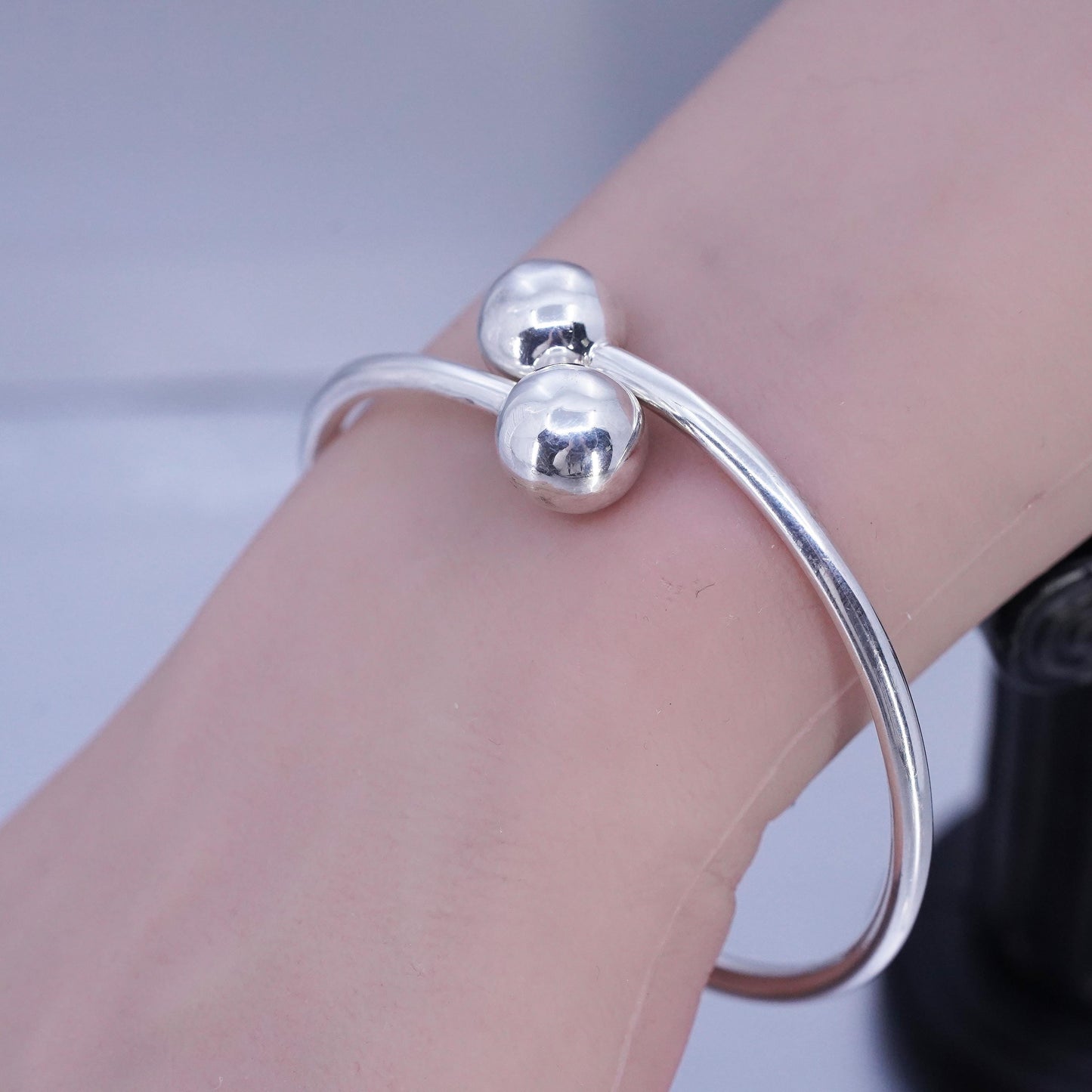 7”, Vintage Sterling 925 silver handmade bracelet, wrap bangle with ends