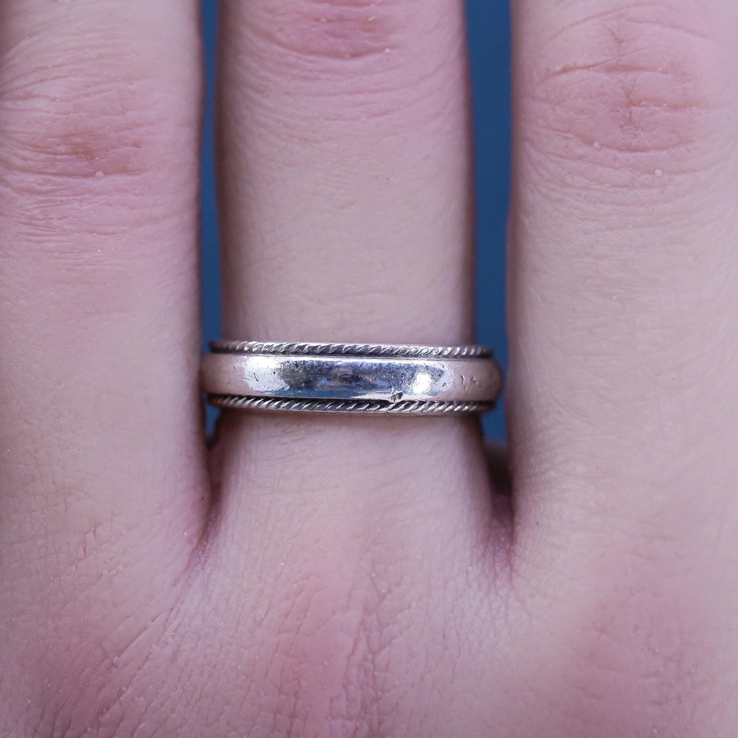 Size 7, vintage Sterling silver handmade ring, 925 wedding band