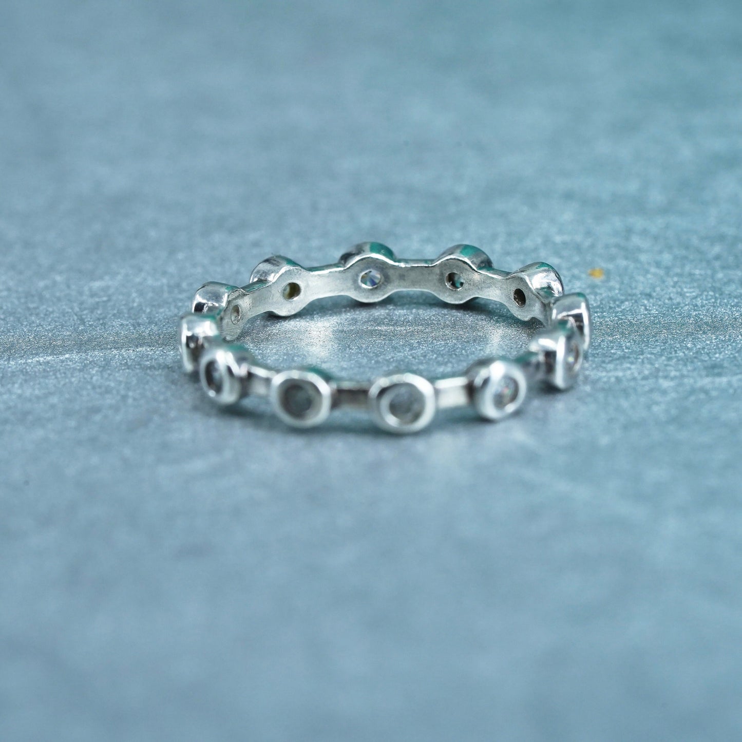 Size 5, vintage southwestern Sterling 925 silver wedding ring, Cz band