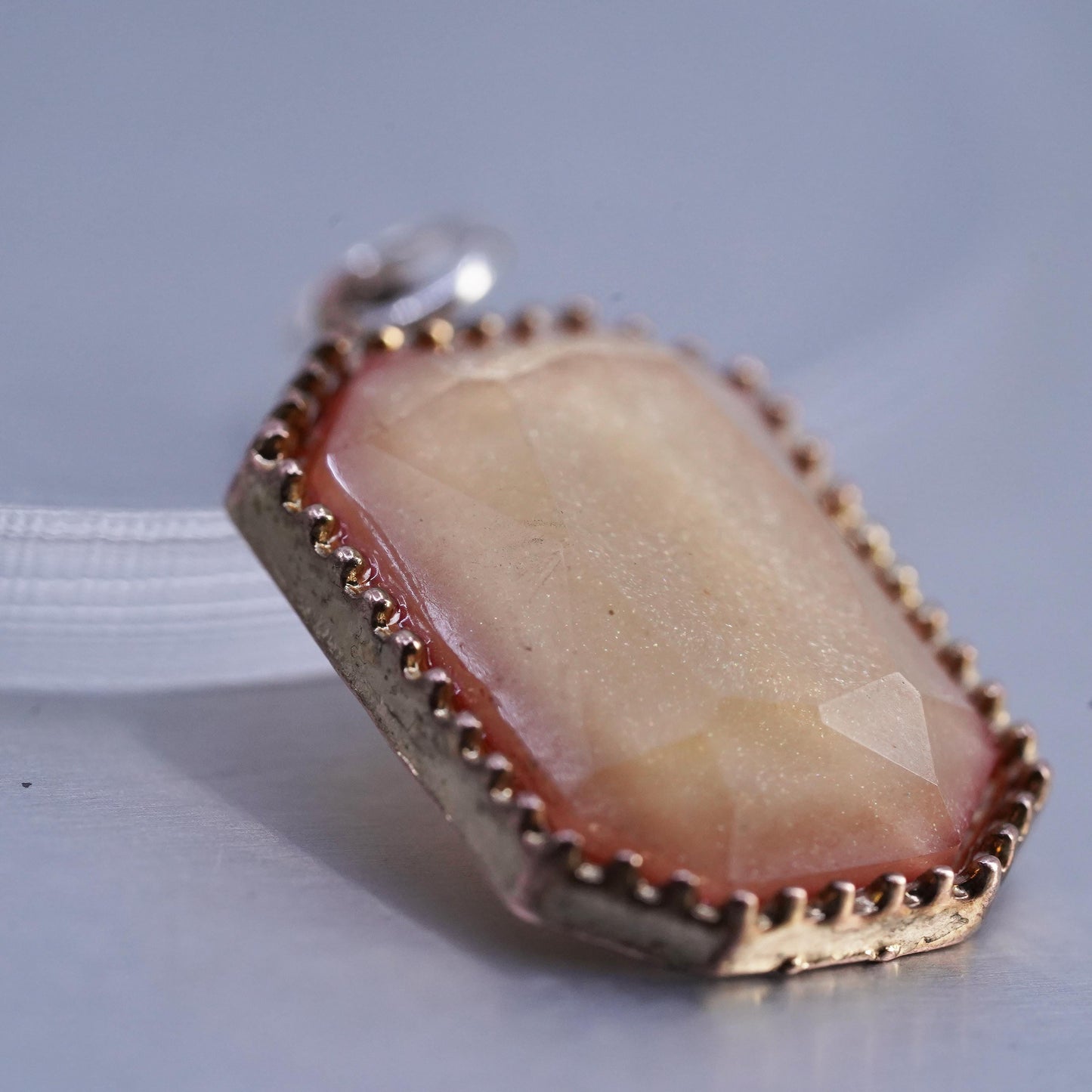 Vintage gold tone charm pendant with orange goldstone