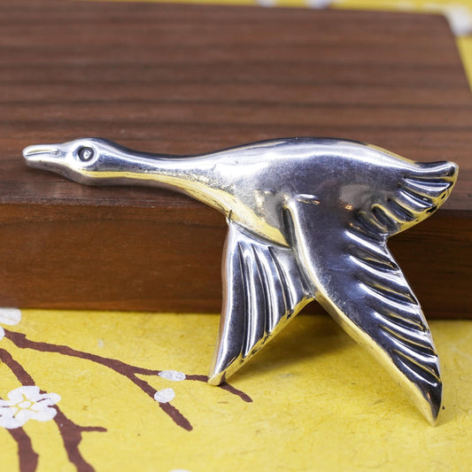 Vintage southwestern Mexican handmade sterling 925 silver bird Geese brooch pin