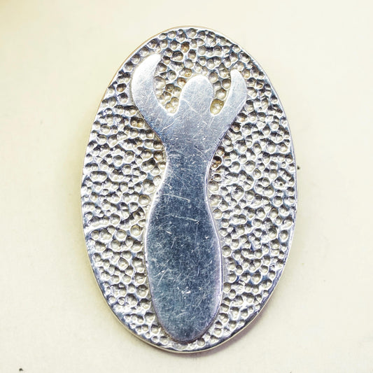 Vintage YWCA Salute Sterling 925 Silver handmade woman Pin, Brooch pendant