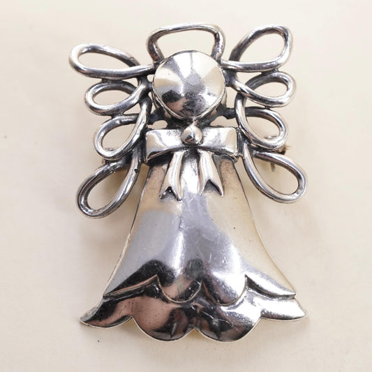 Vintage southwestern handmade brooch sterling silver, 925 angel pendant