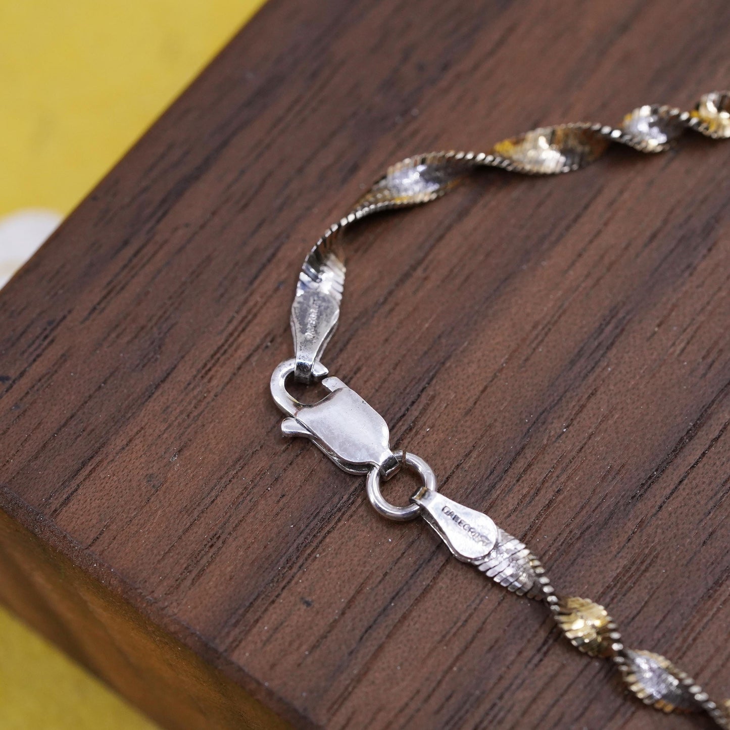 7.75" Danecraft Sterling silver twisted herringbone bracelet, Italian 925 chain