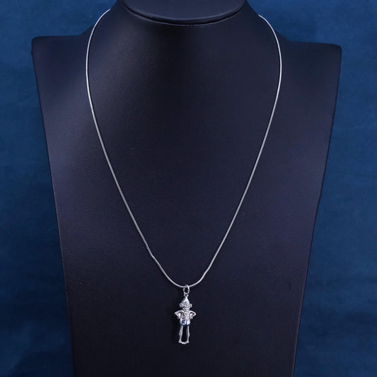 18", vintage Sterling silver handmade necklace, 925 snake chain elk pendant
