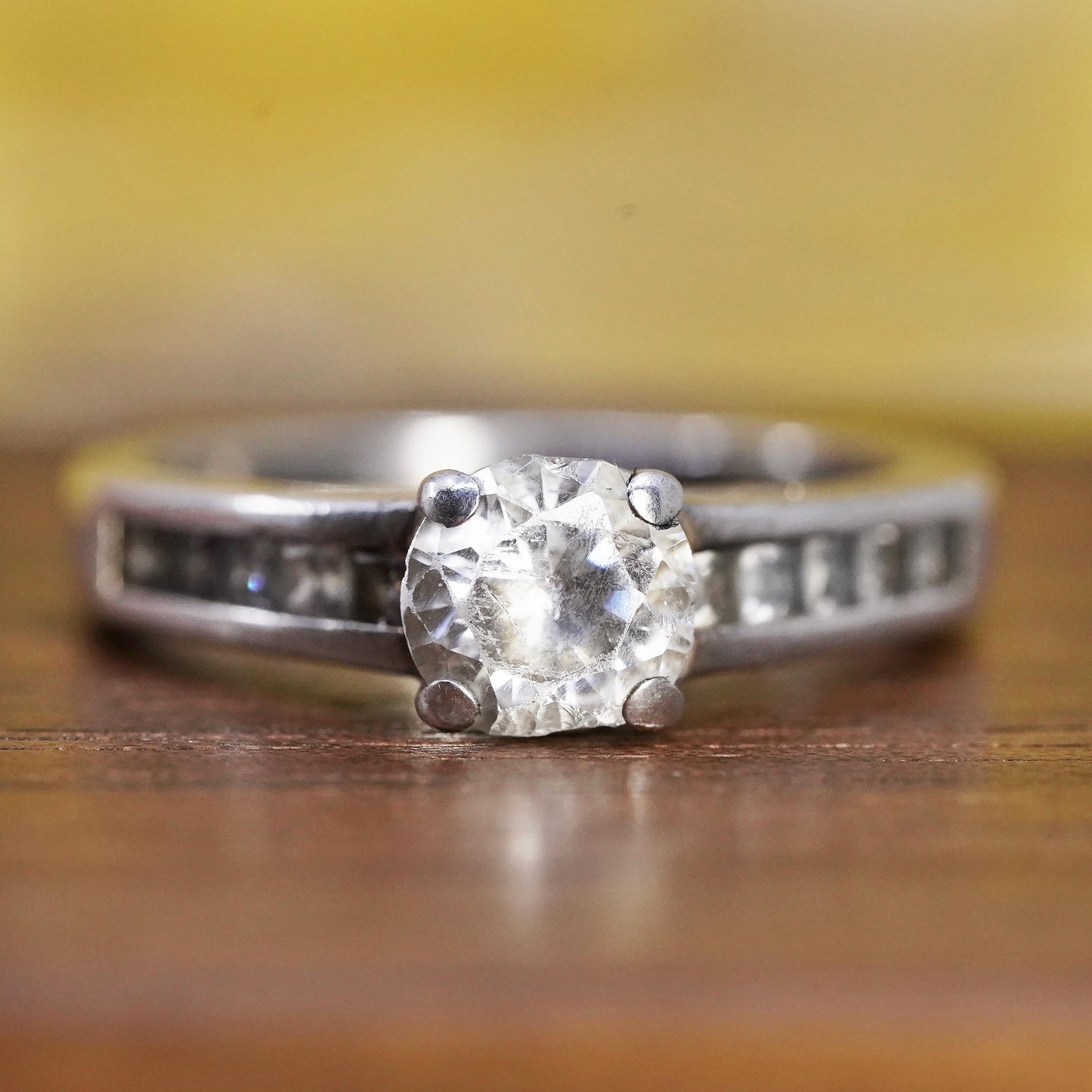 Size 7, vintage Sterling silver 925 engagement ring with cz
