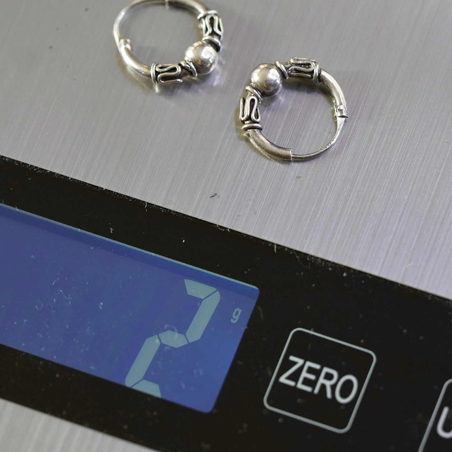 0.5”, vintage Sterling silver handmade earrings, textured 925 hoops