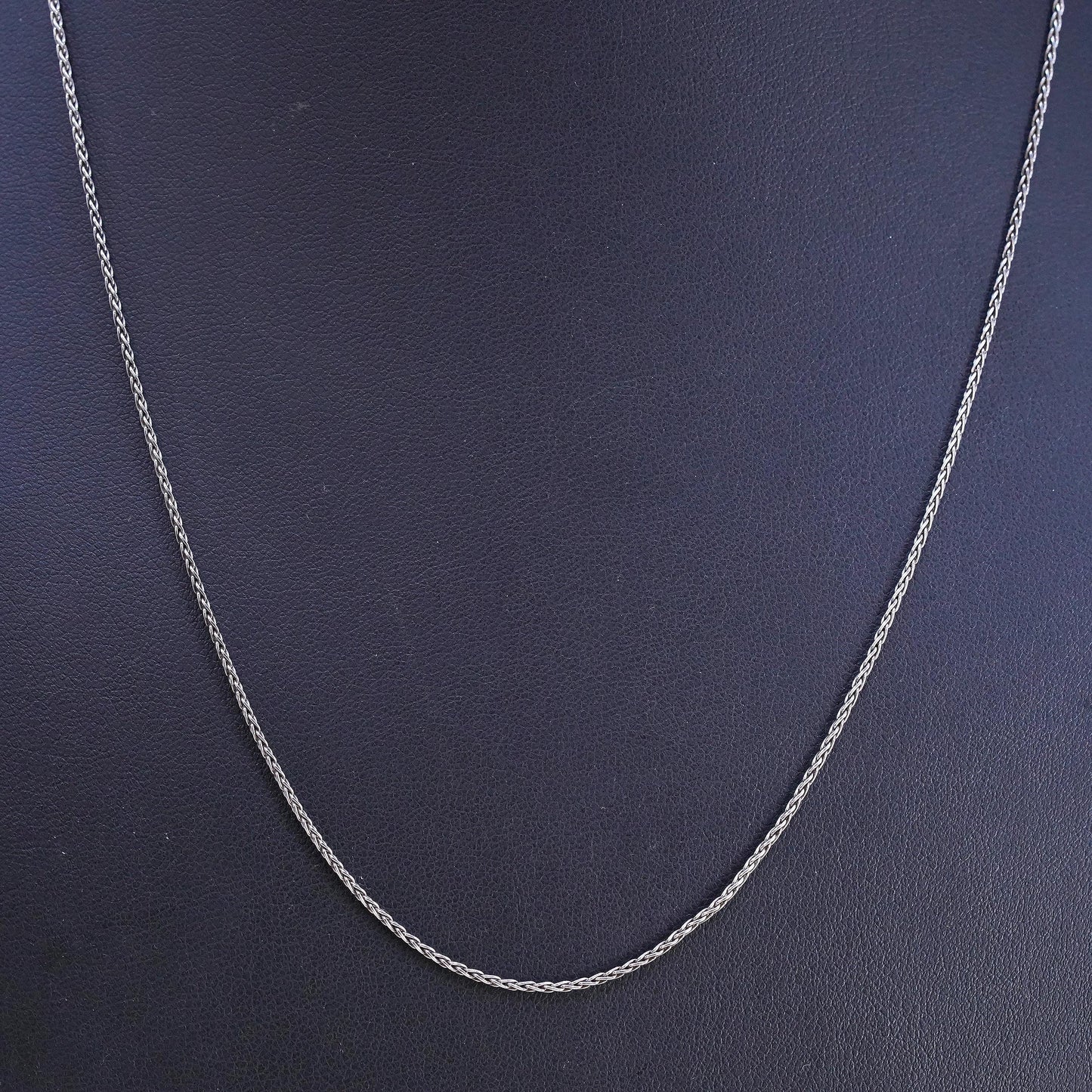 20" 1mm, vintage Italian Sterling silver necklace, 925 Wheat chain