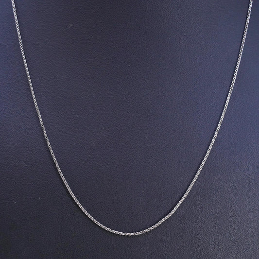 20" 1mm, vintage Italian Sterling silver necklace, 925 Wheat chain