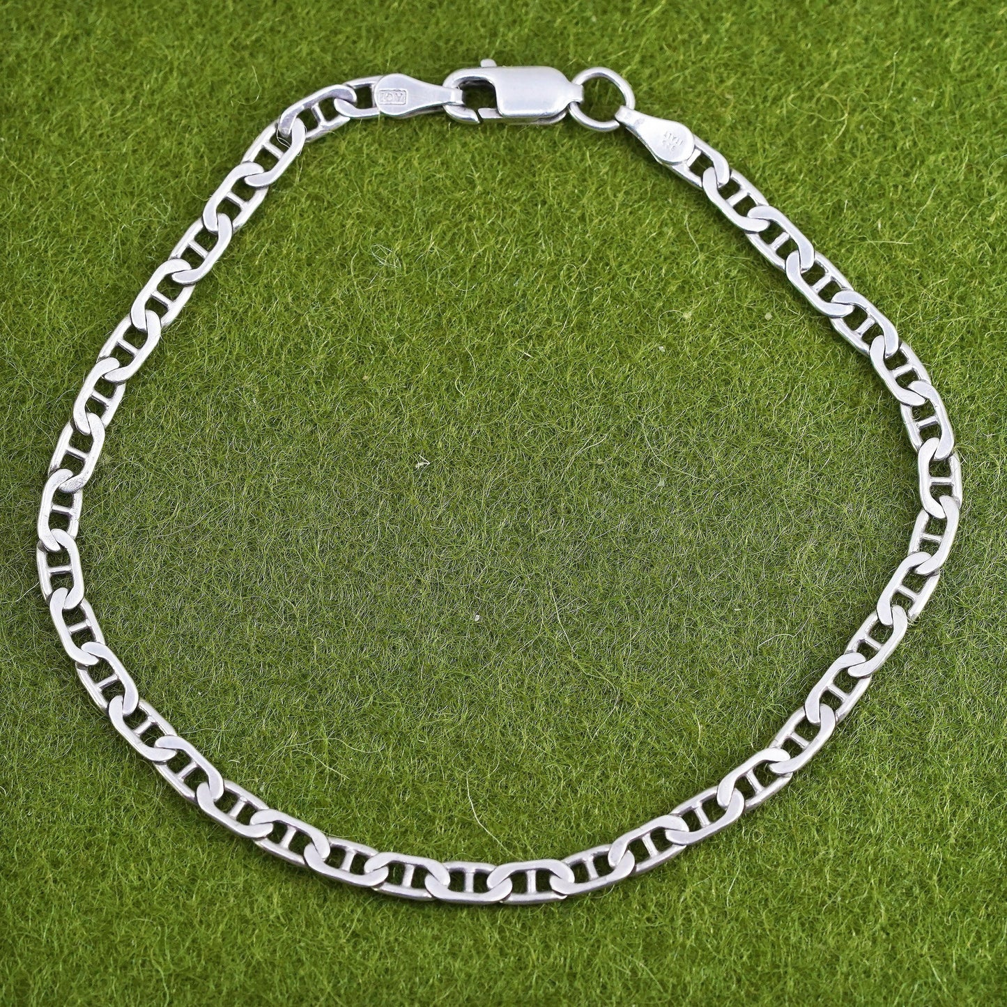 7" 3mm, Vintage sterling 925 silver bracelet, Italy anchor chain