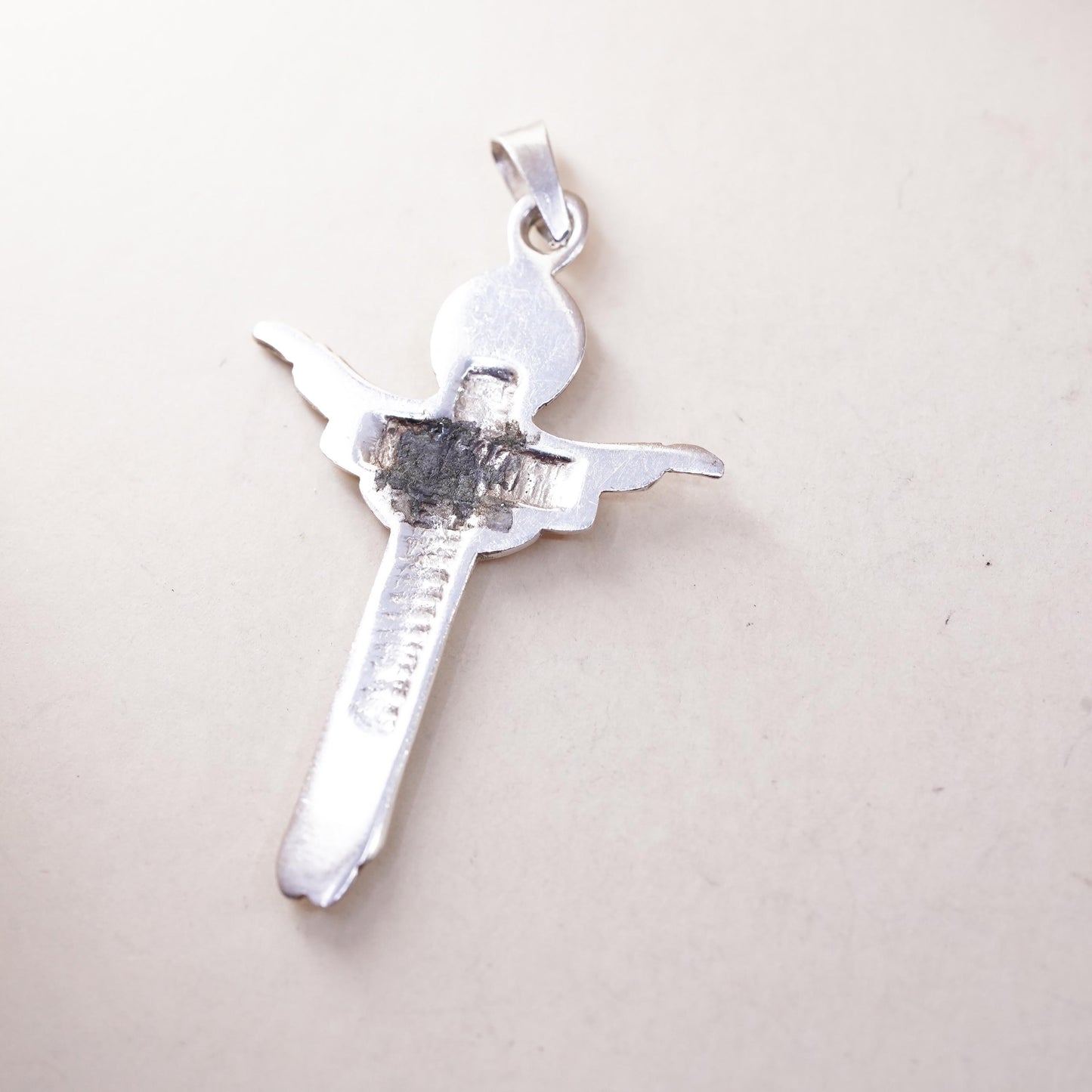 Vintage handmade Sterling silver pendant, 925 Jesus cross charm