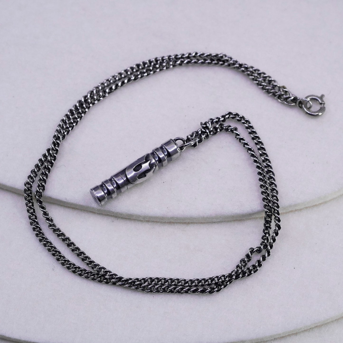 20”, Sterling 925 silver handmade curb chain necklace with Hebrew word pendant