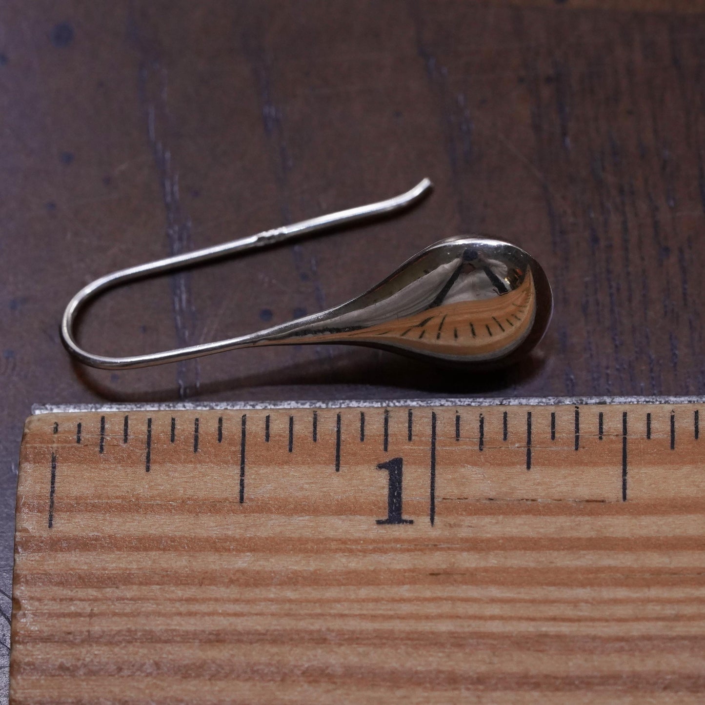 vintage modernist sterling silver 925 handmade single teardrop earring