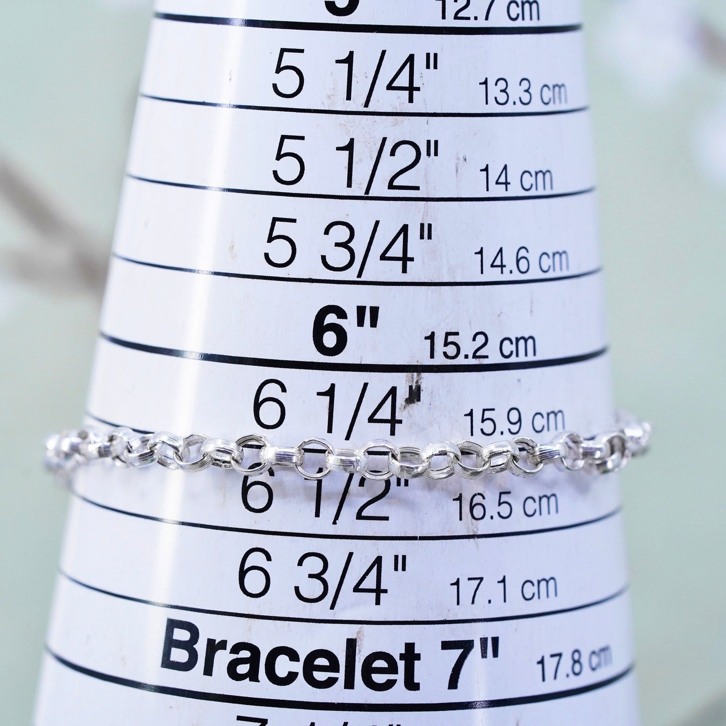 6.5”, sterling silver circle link bracelet, circle chain hope love peace charms