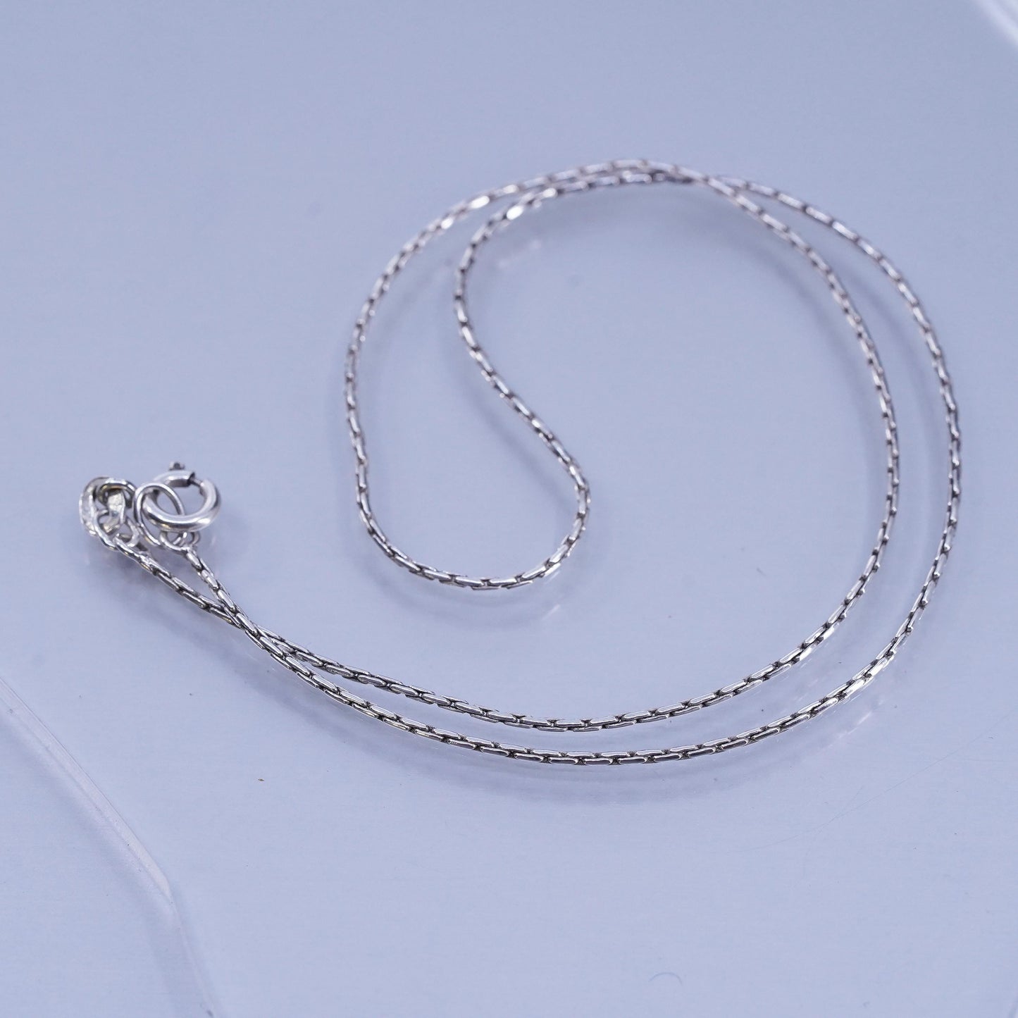 16” 1mm, vintage Sterling 925 silver textured snake chain necklace