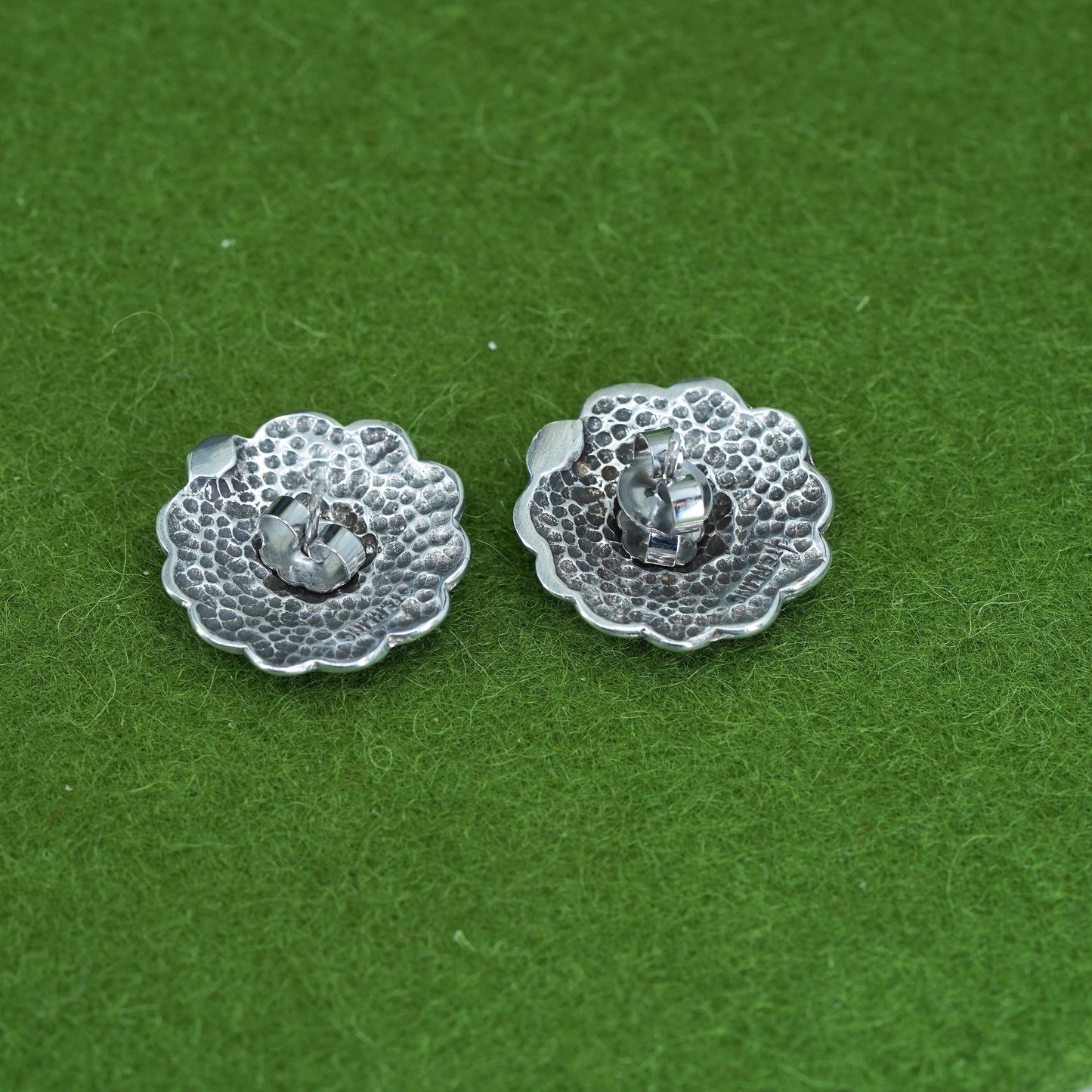 Native American navajo sterling silver 925 studs, handmade textured earrings
