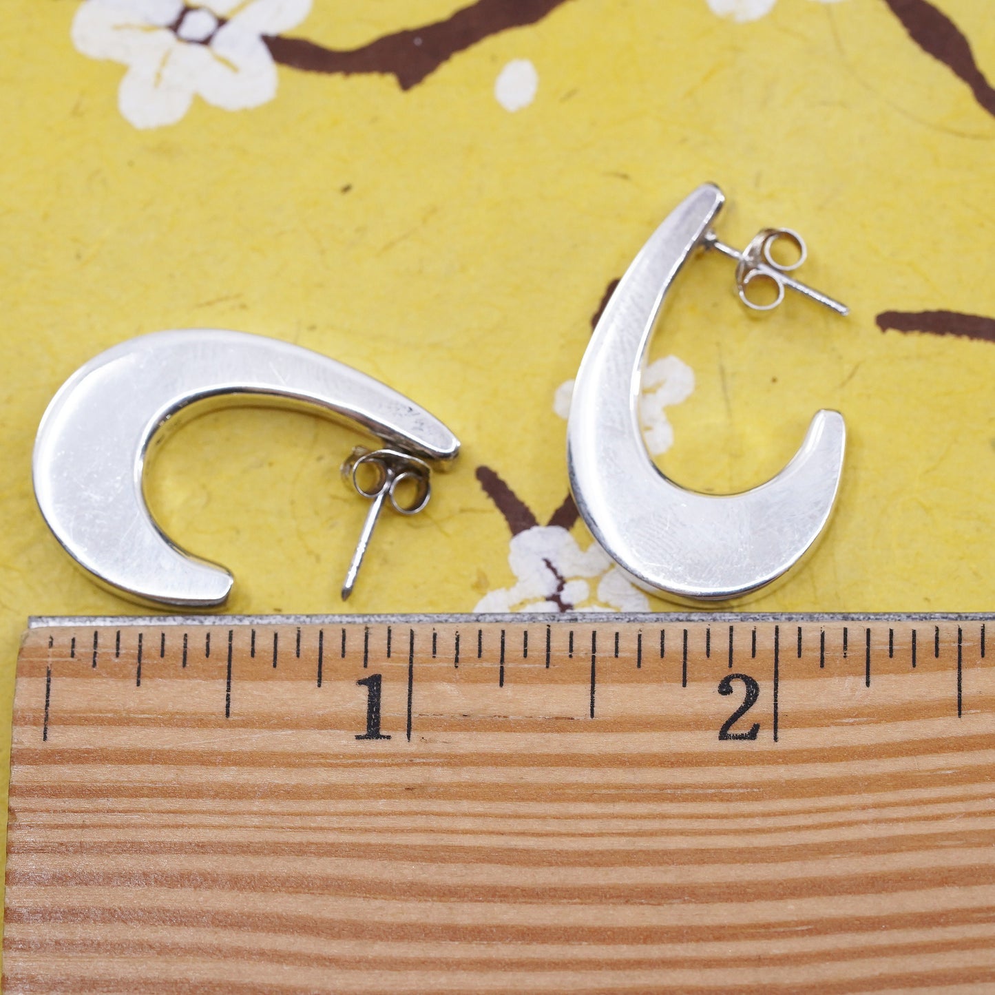 1", Sterling silver handmade hoop earrings, 925 huggie studs