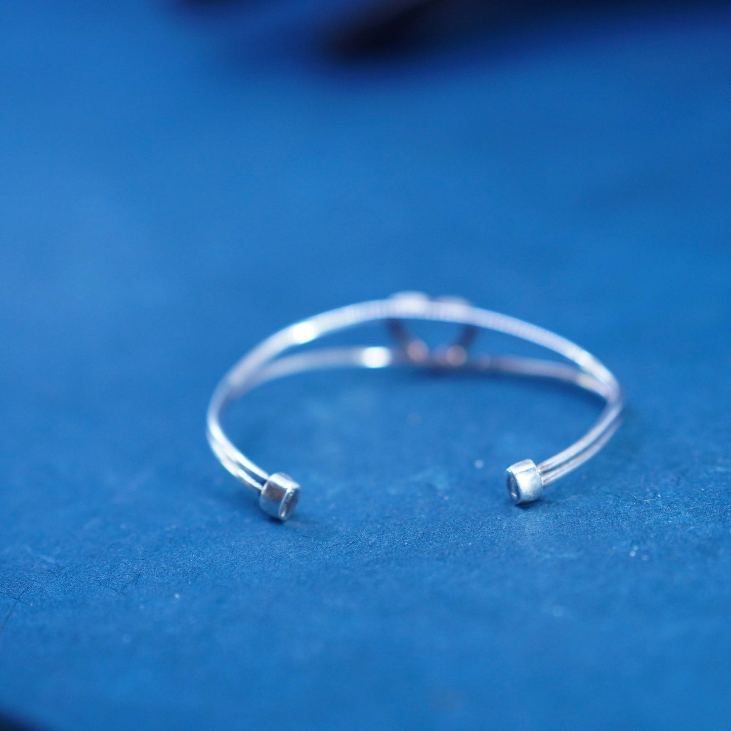 5.5”, vintage Italian sterling silver 925 handmade cuff, bracelet with heart