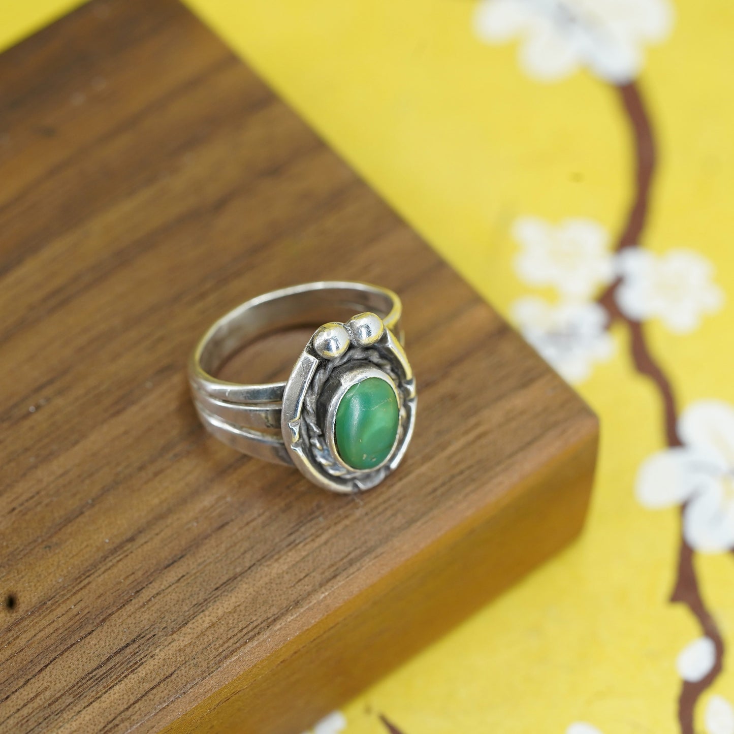 Size 5.25, Native American Sterling silver ring southwestern 925 band turquoise