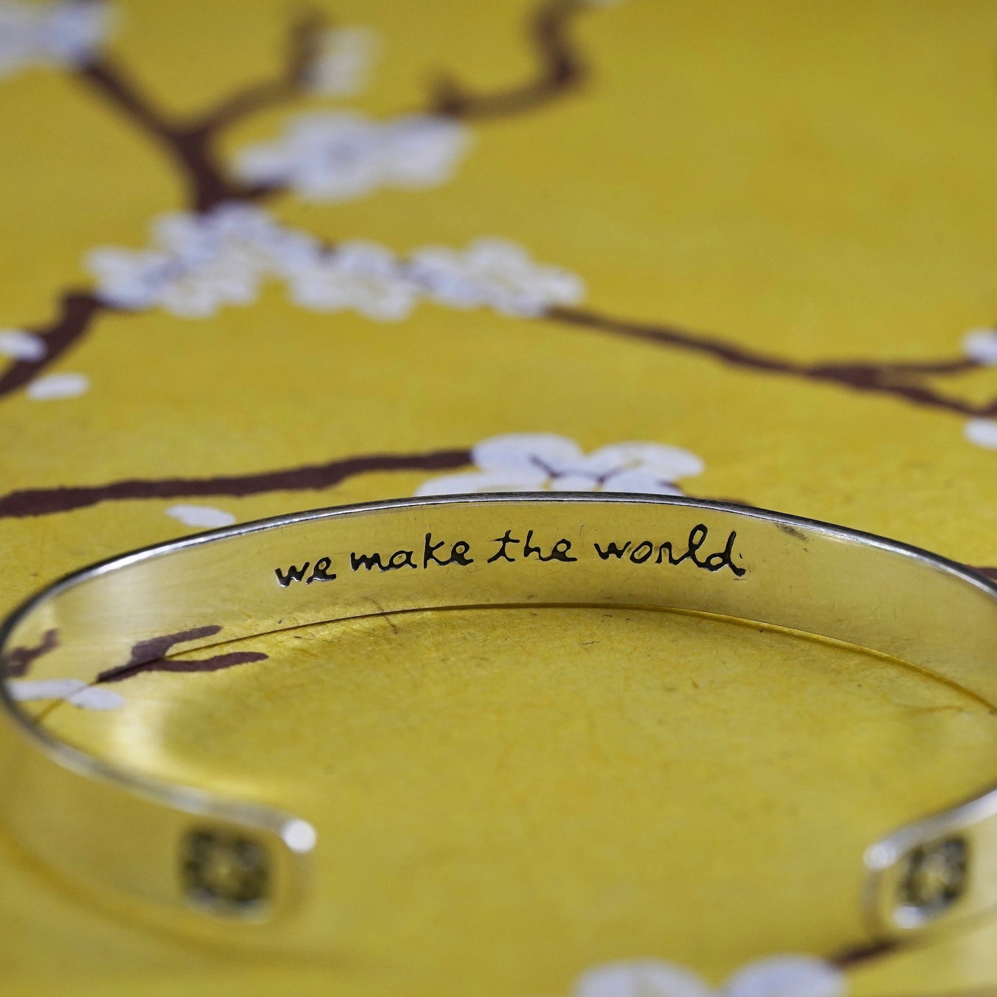 6.5", Far fetched Sterling silver bracelet, 925 cuff “with our thoughts we make