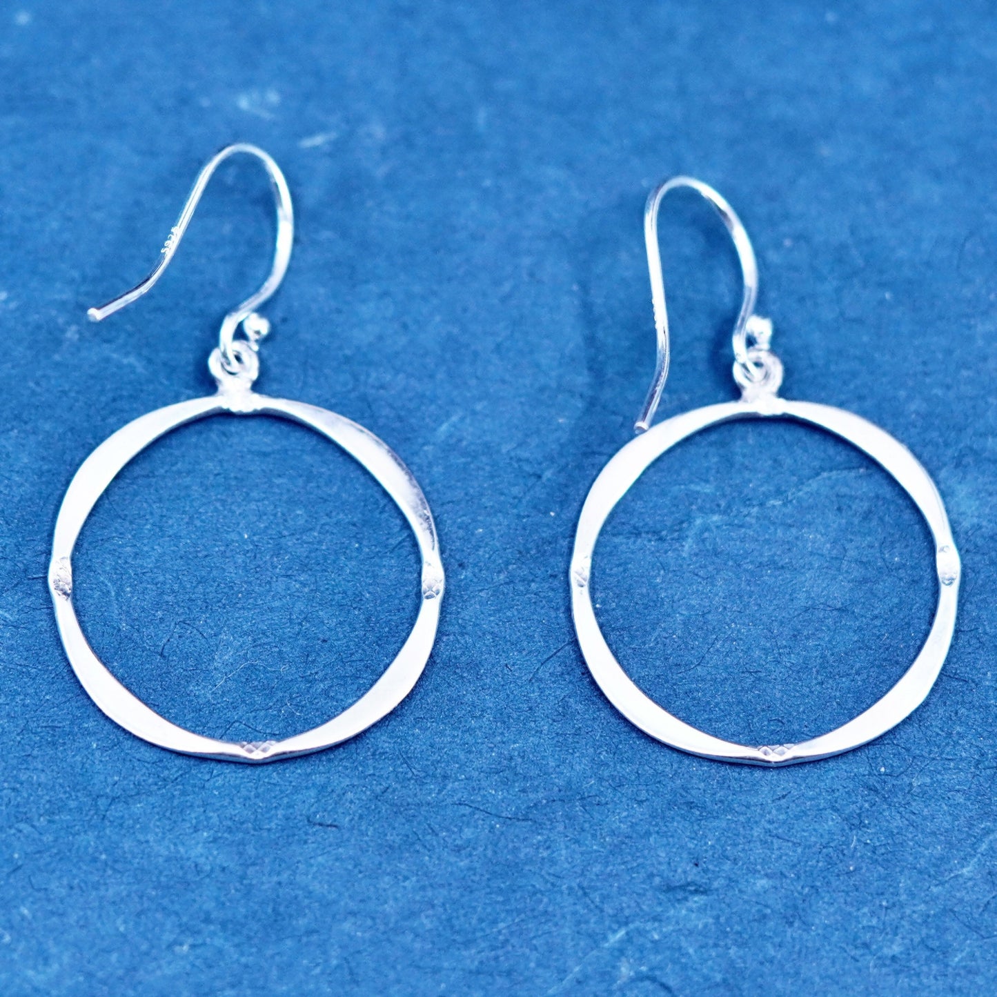 Vintage Sterling Silver handmade Earrings. 925 circle dangles