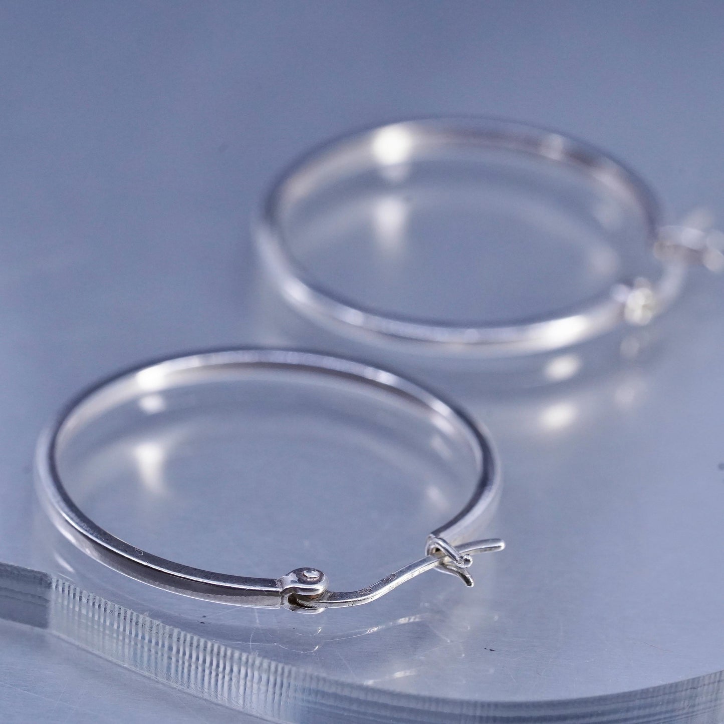 1.25", Vintage Italian 925 Sterling Silver Hoops Earrings, 925 silver huggie