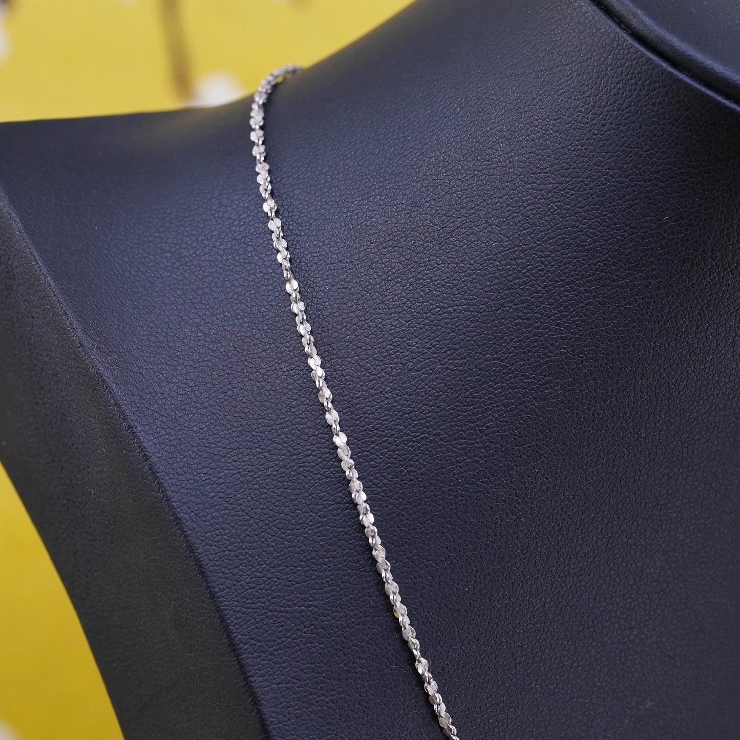 18" 2mm, vintage Sterling silver twisted nugget link chain, 925 necklace