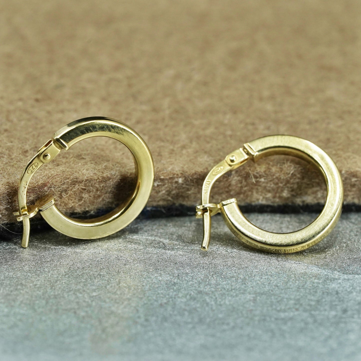 0.5”, Italian vermeil gold over Sterling silver earrings, 925 huggie hoops
