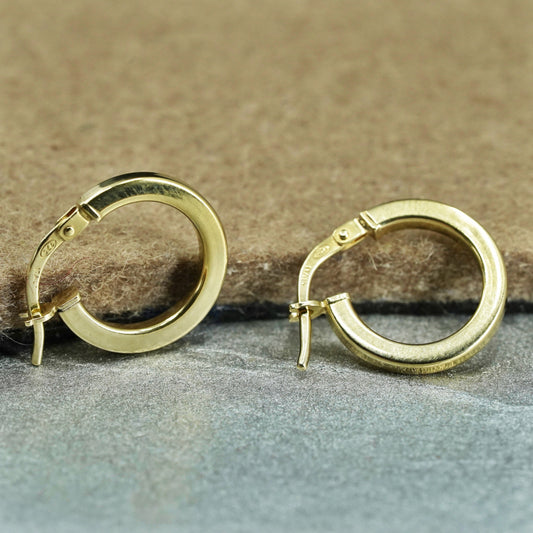 0.5”, Italian vermeil gold over Sterling silver earrings, 925 huggie hoops