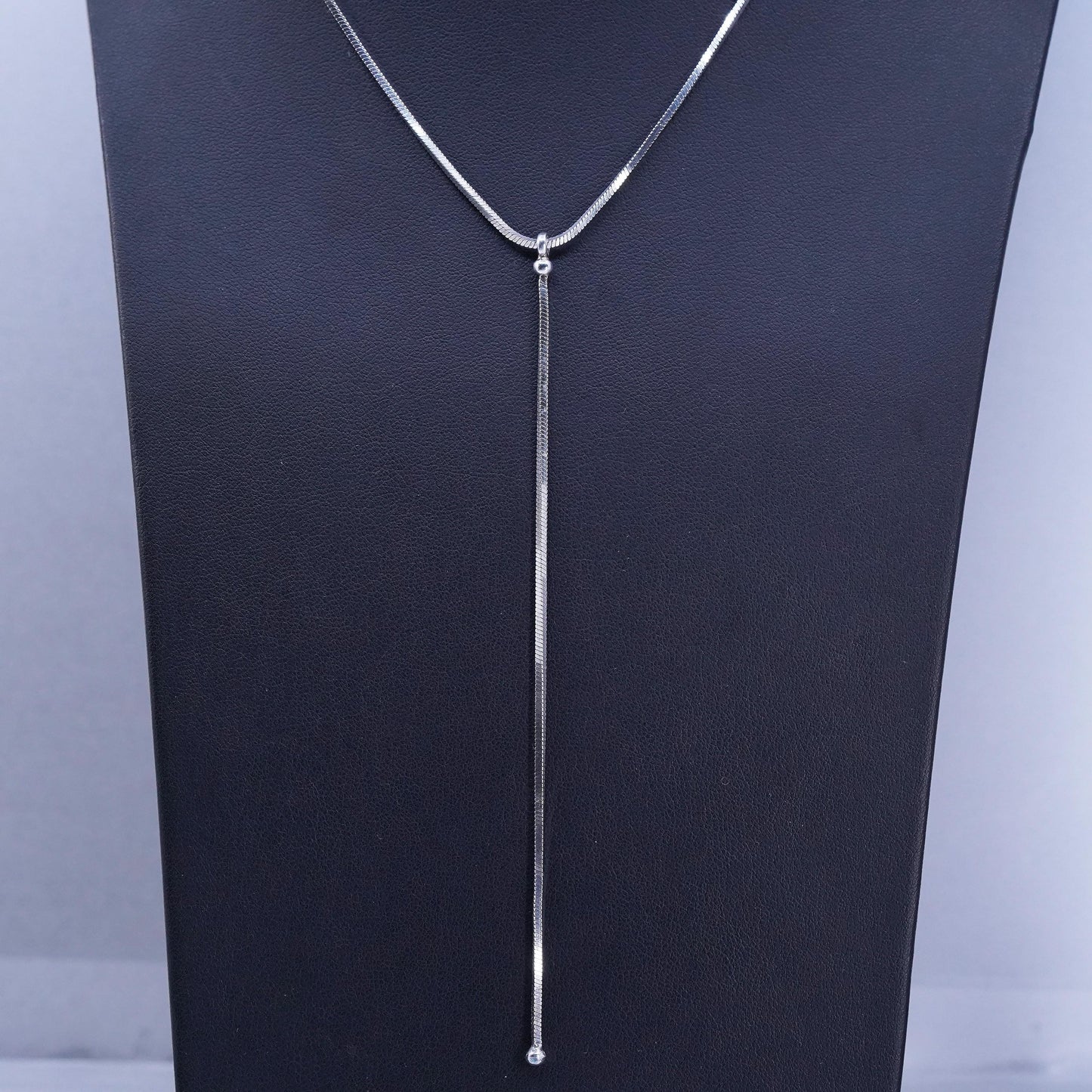 16” Italian Sterling 925 silver square snake chain necklace with 5” long drop