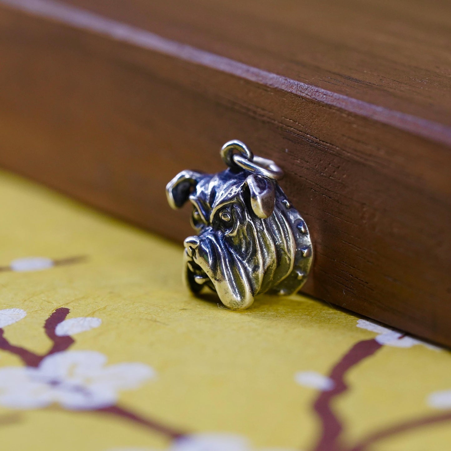 Vintage Sterling silver handmade pendant, 925 bulldog dog charm