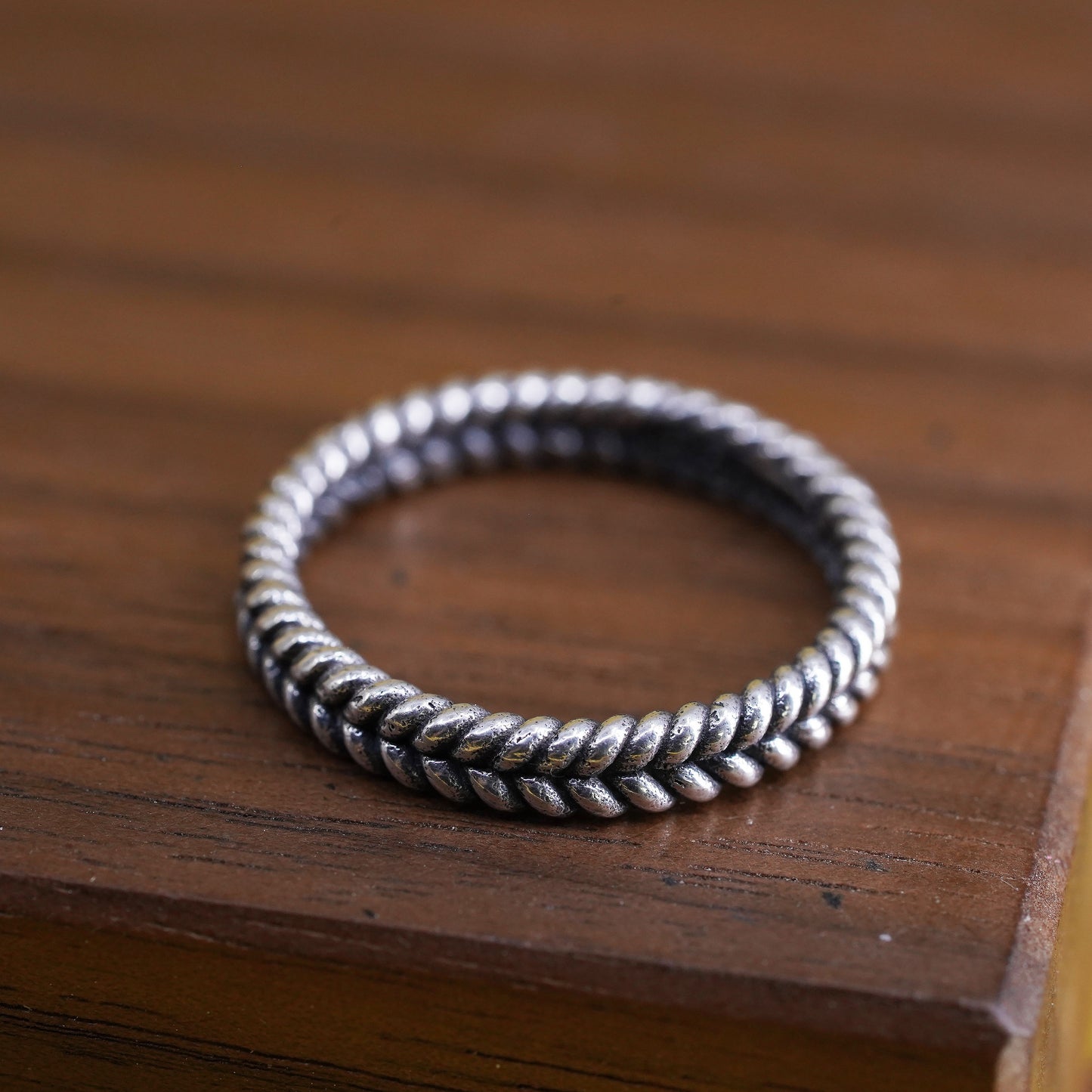 Size 6, vintage Sterling silver handmade ring, Mexican 925 cable band