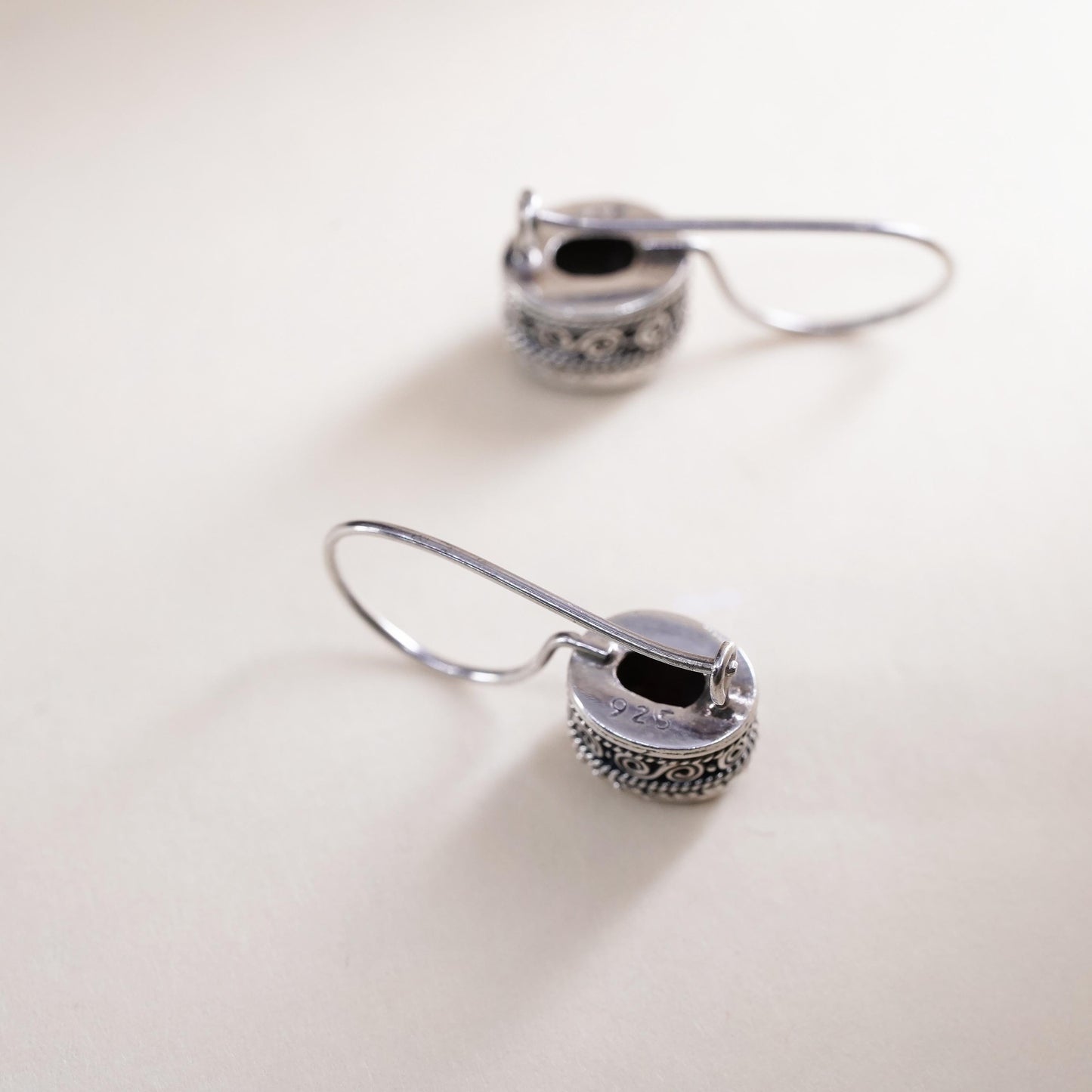 Vintage sterling silver 925 handmade earrings with garnet
