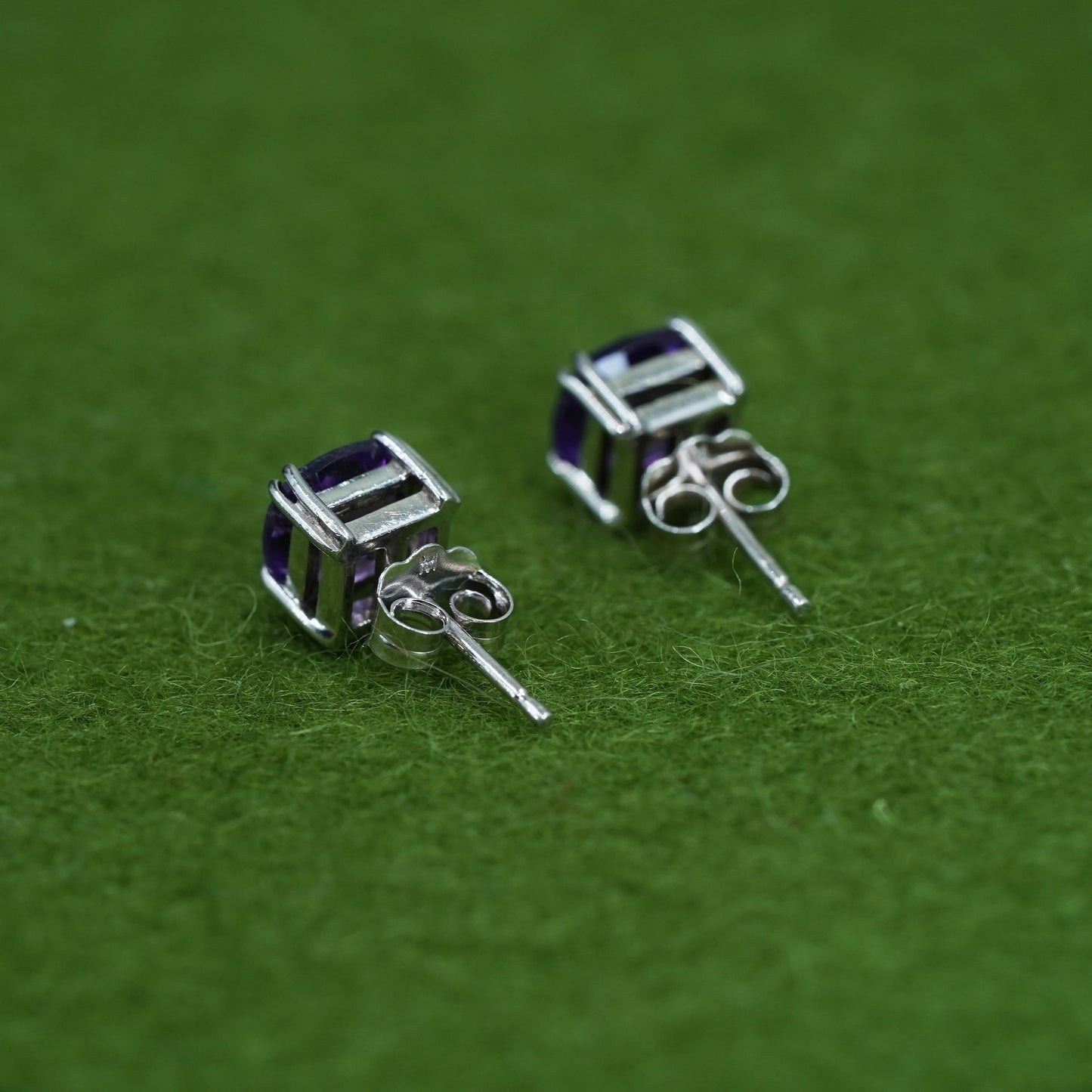 5mm, Sterling silver earrings, solid 925 silver with amethyst studs