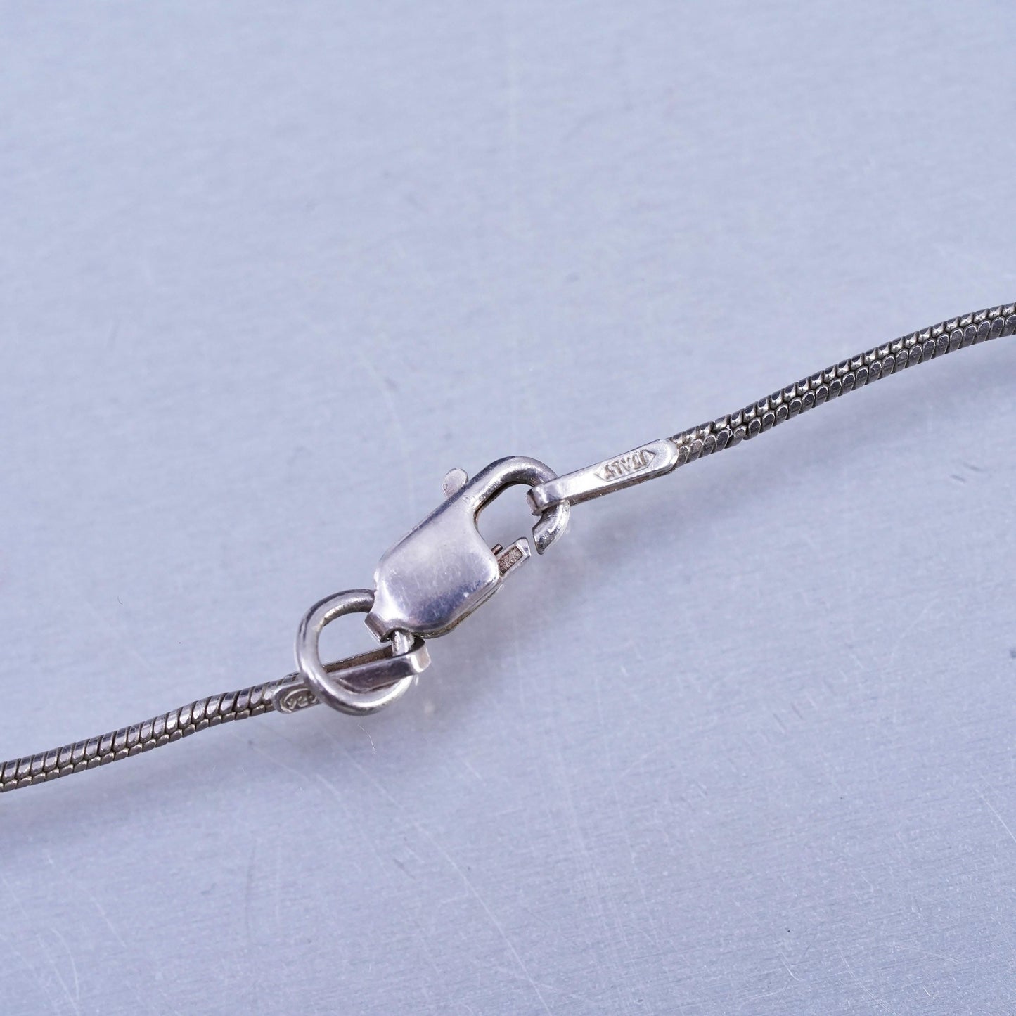 16", vintage Sterling 925 silver snake chain necklace turquoise cross pendant