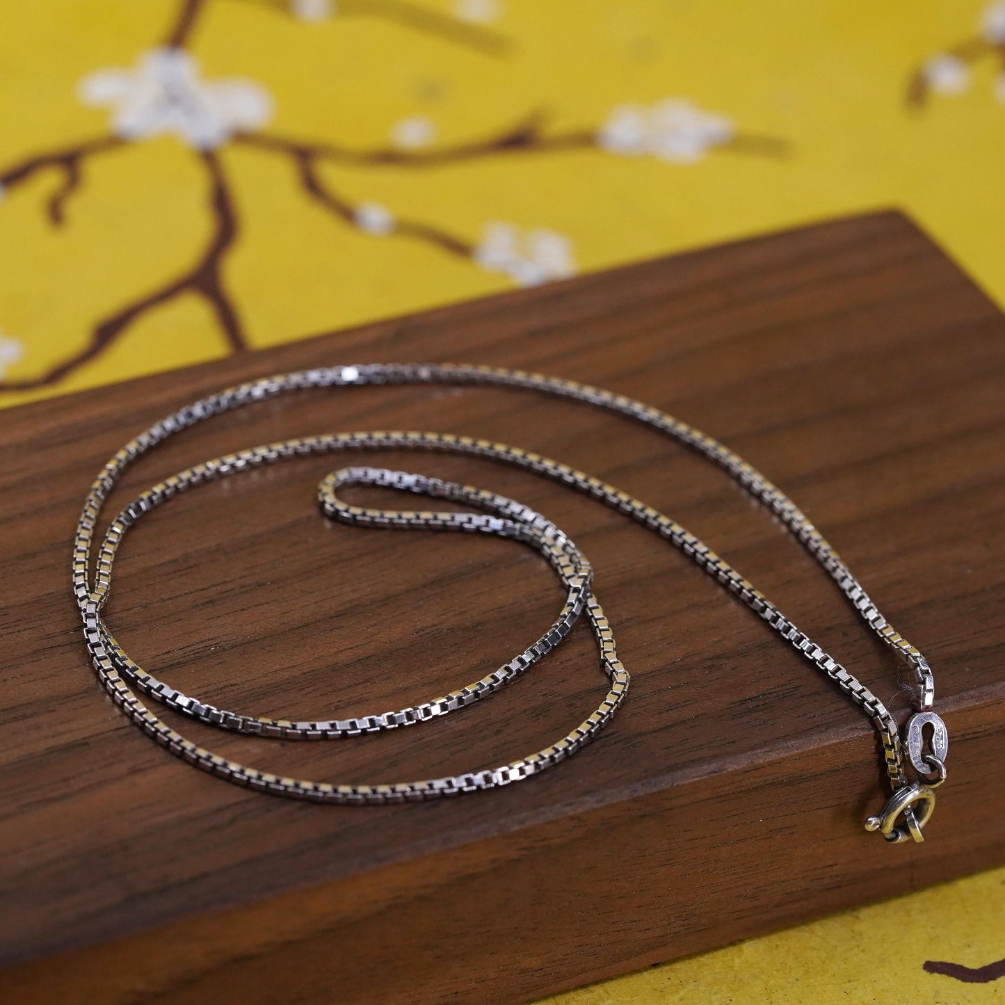 18”, 1.6mm, vintage Sterling silver box chain, Italy 925 necklace