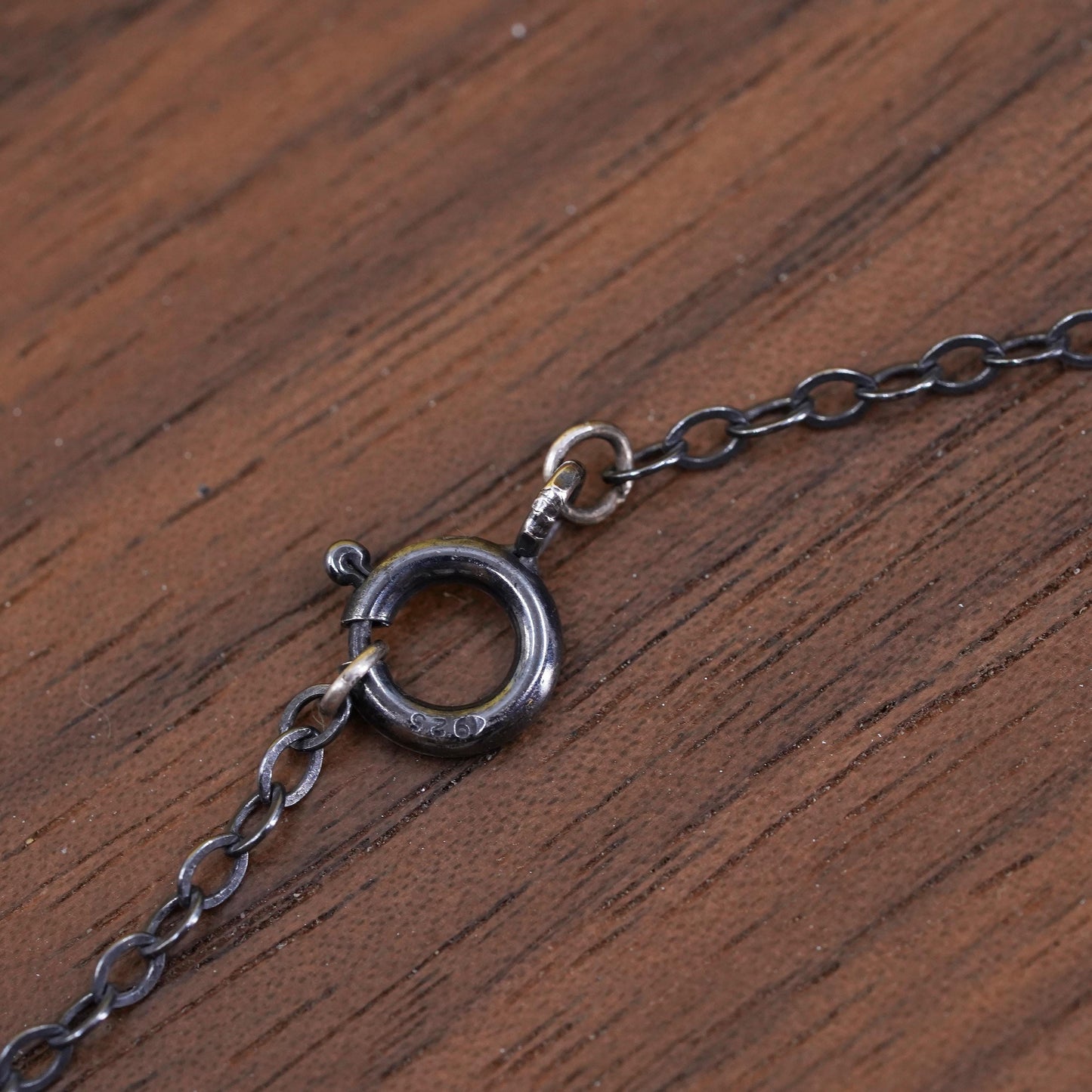 16”, Sterling 925 silver handmade circle silver chain with hematite beads cross