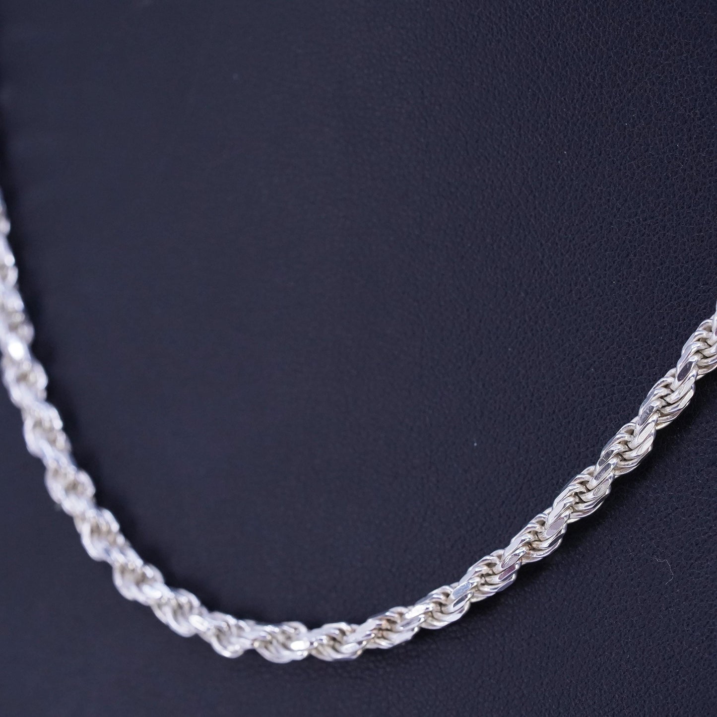 18", VTG Italian FMC Sterling 925 silver bold diamond cut rope chain necklace