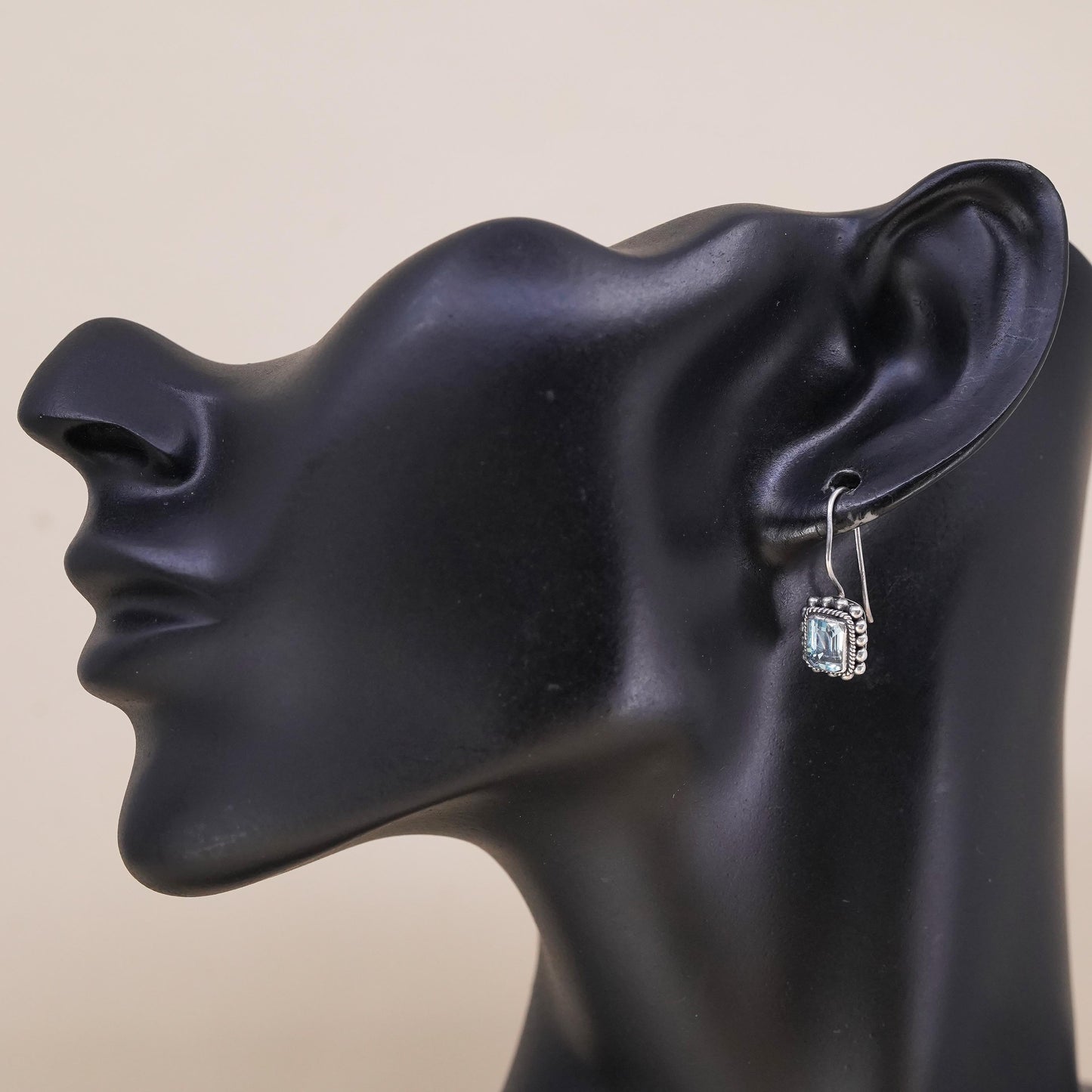 Southwestern sterling silver 925 handmade single earring with topaz and beads
