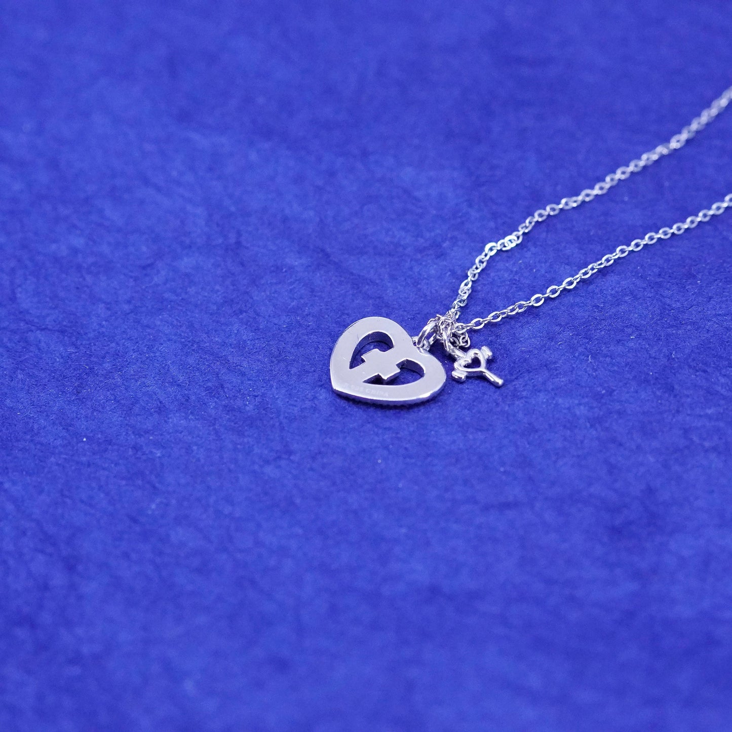 16+2”, Sterling silver handmade necklace, 925 circle chain heart cross pendant