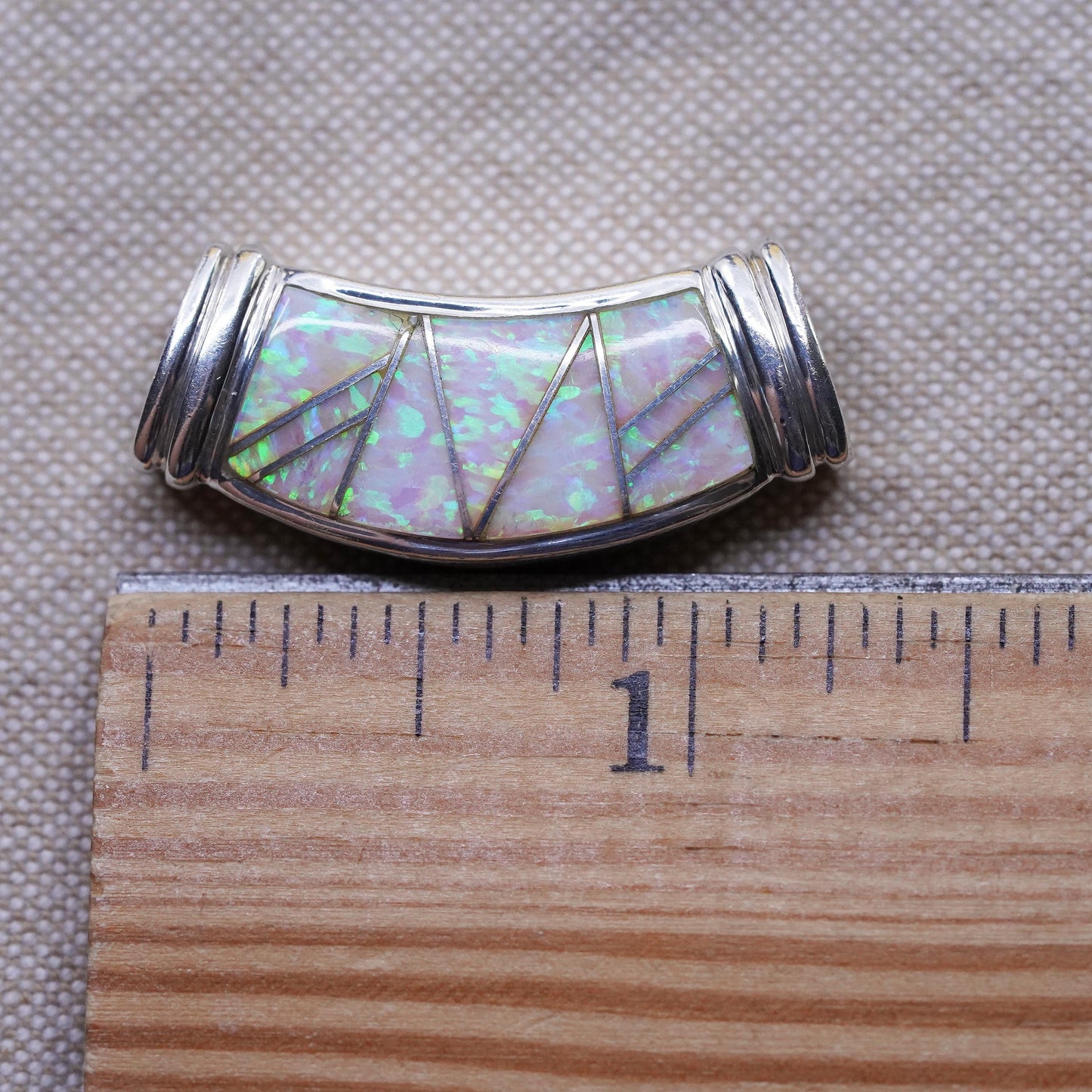 Vintage 925 Sterling Silver slide pendant pendant with opal inlay