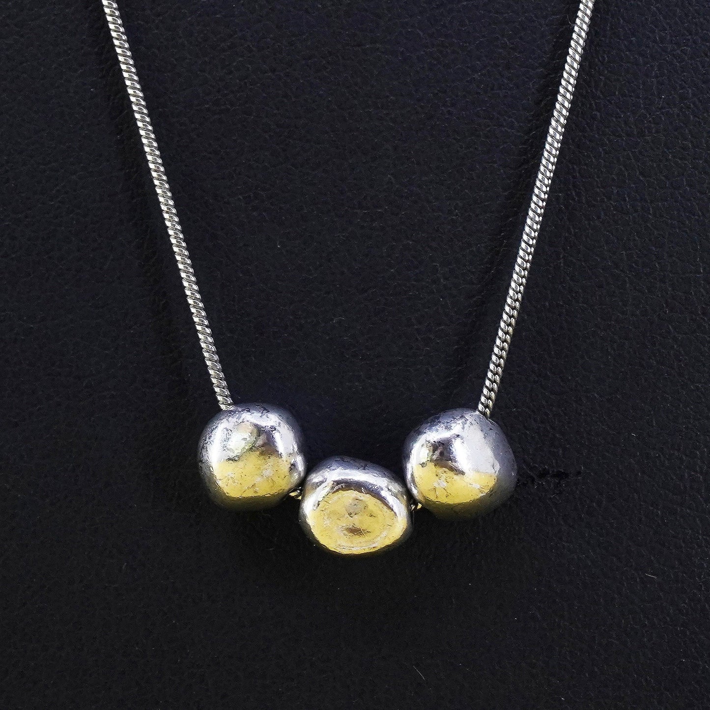 23”, Necklace, Sterling 925 Silver Multi snake Chain Necklace nugget pendants